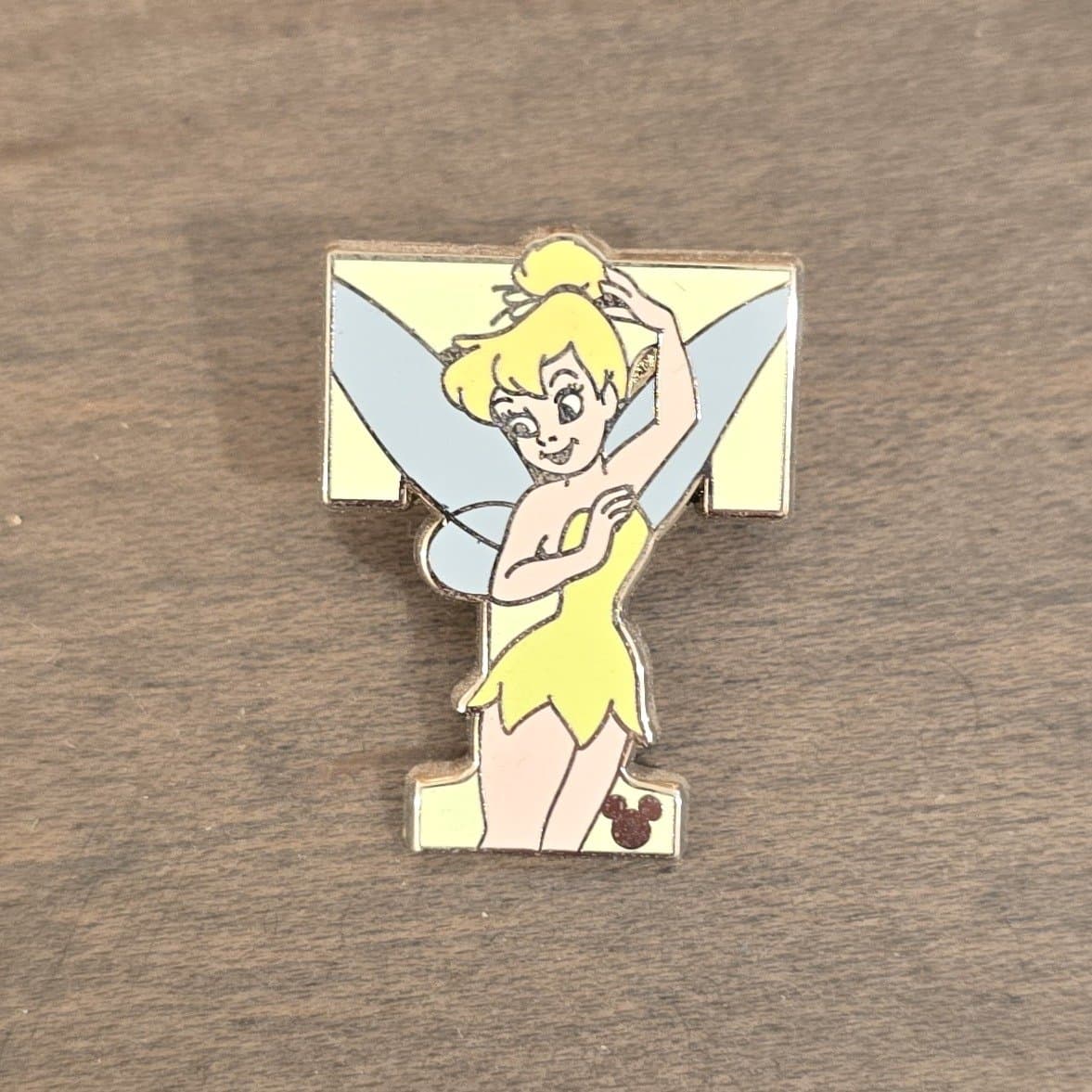 Tinker Bell Letter T Alphabet Hidden Mickey Pin front