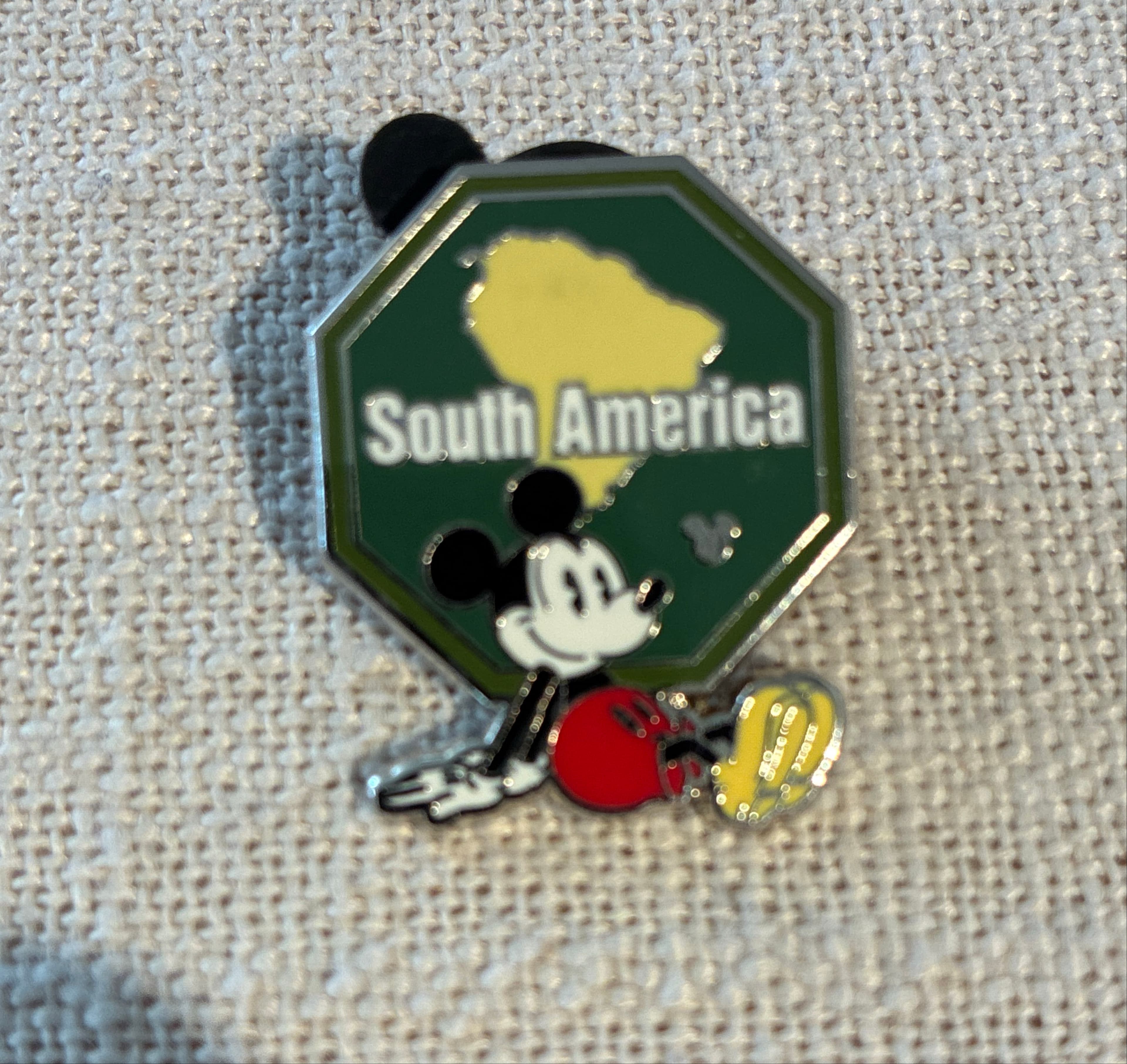 Mickey Mouse South America Continent Stamp Hidden Mickey Pin front