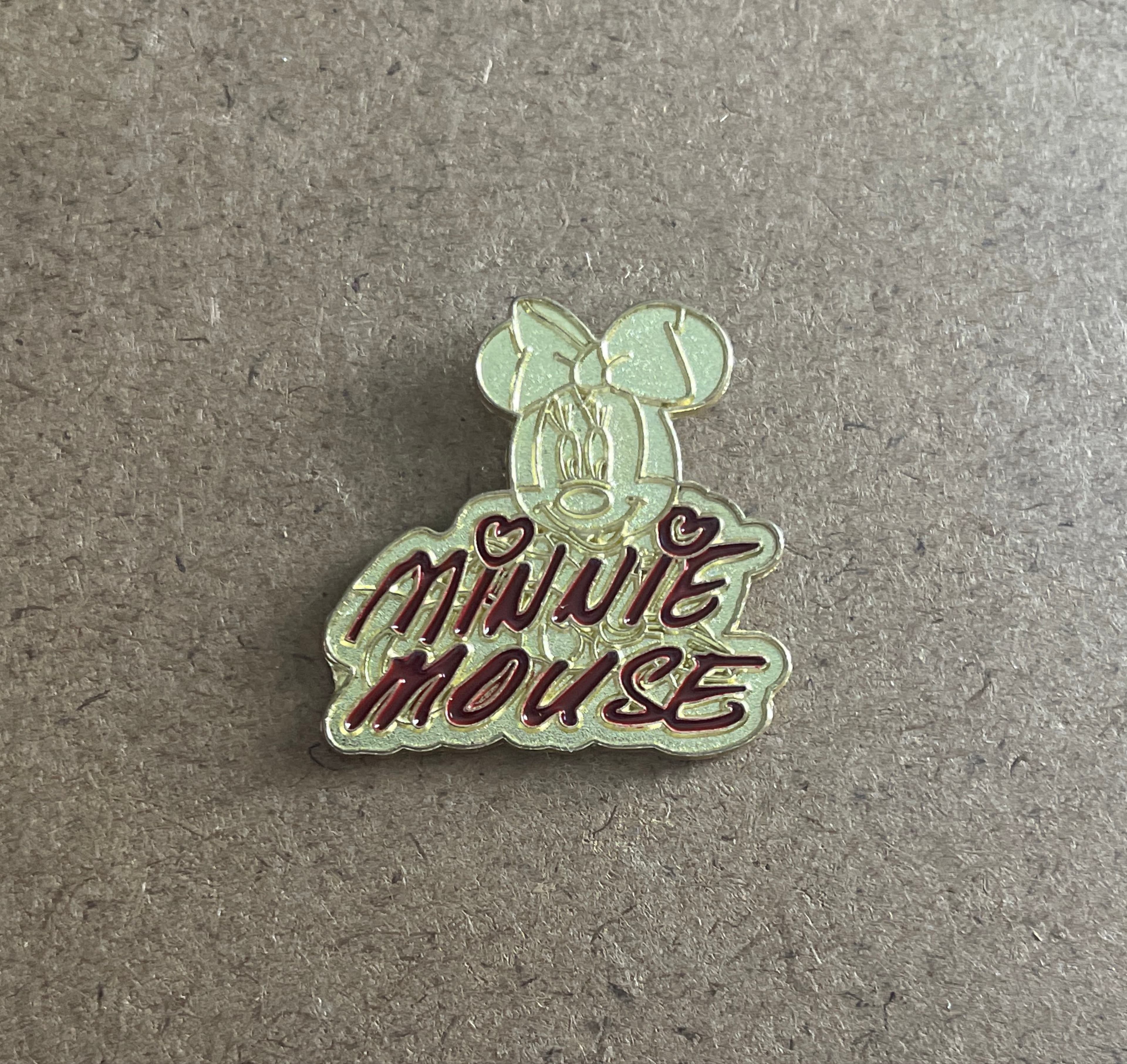 Minnie Mouse Script Name Trading Pin front