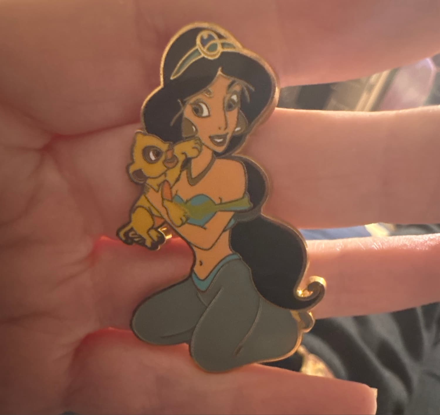 Princess Jasmine Holding Simba Cub Pin front