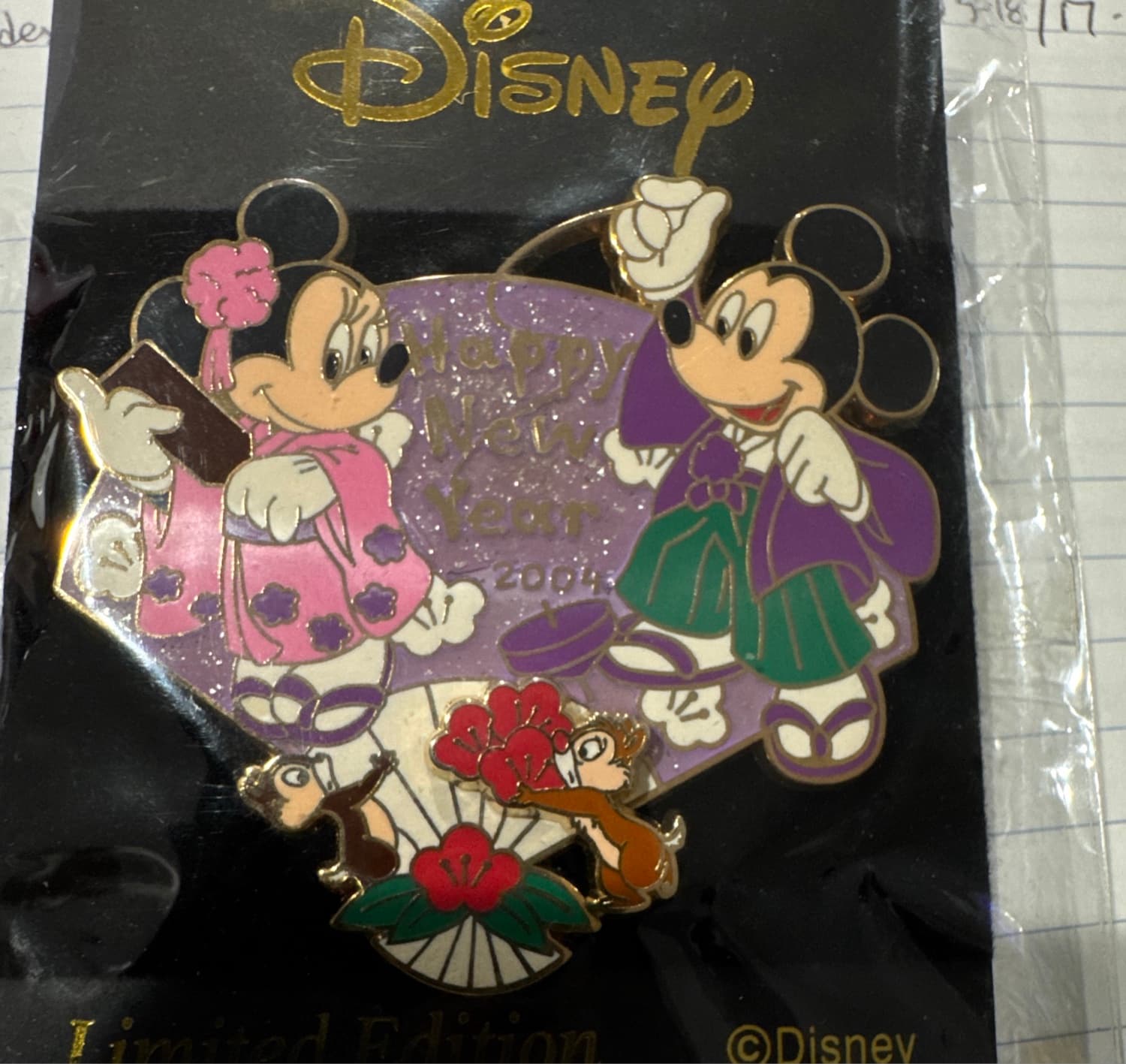 Mickey Minnie Chip & Dale Japanese Fan Happy New Year 2004 front