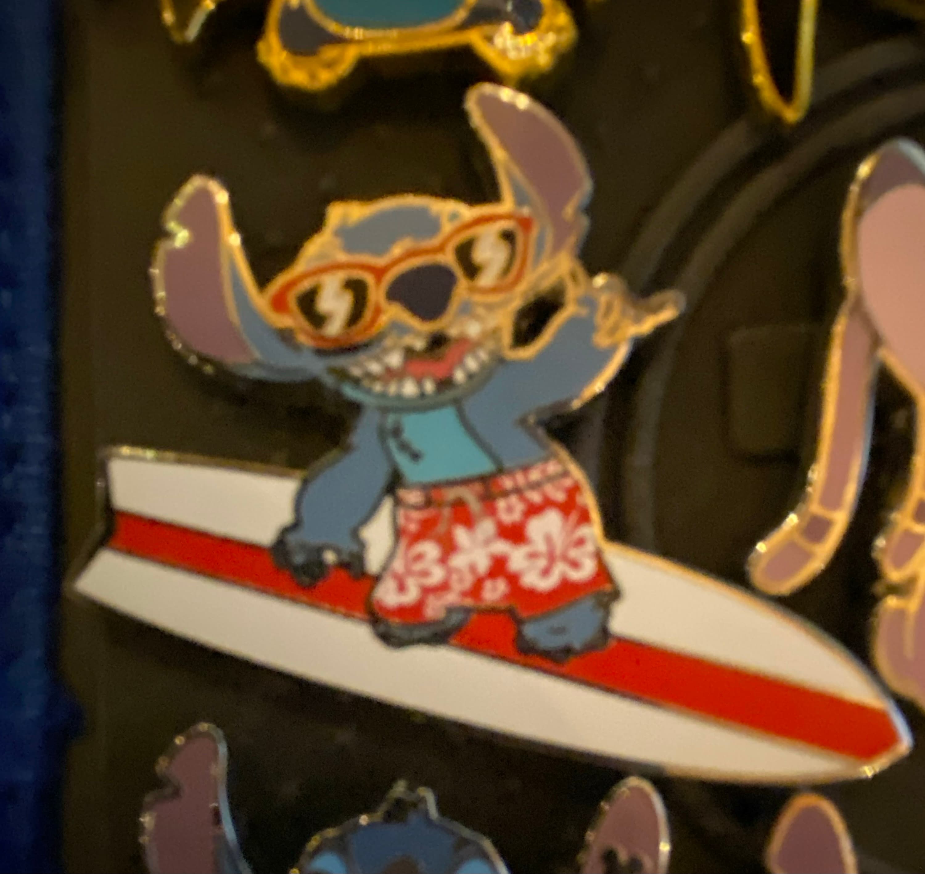 Stitch On Surfboard in Red Sunglasses front