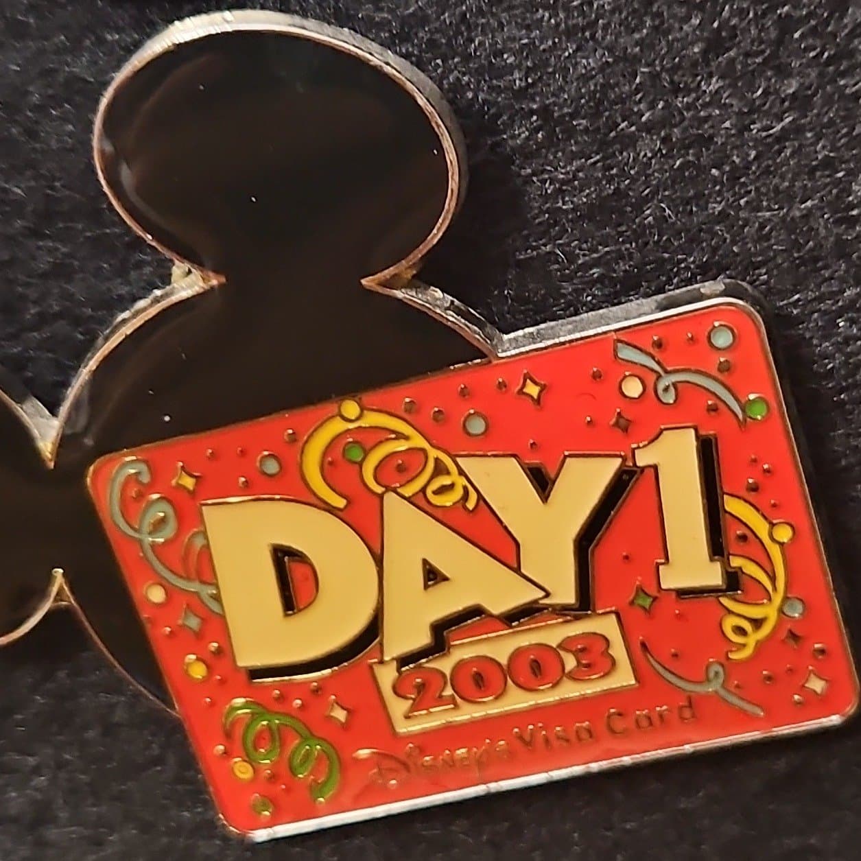 Disney Visa Card Day 1 2003 Member Mickey Mouse Icon Ears Head Pin front
