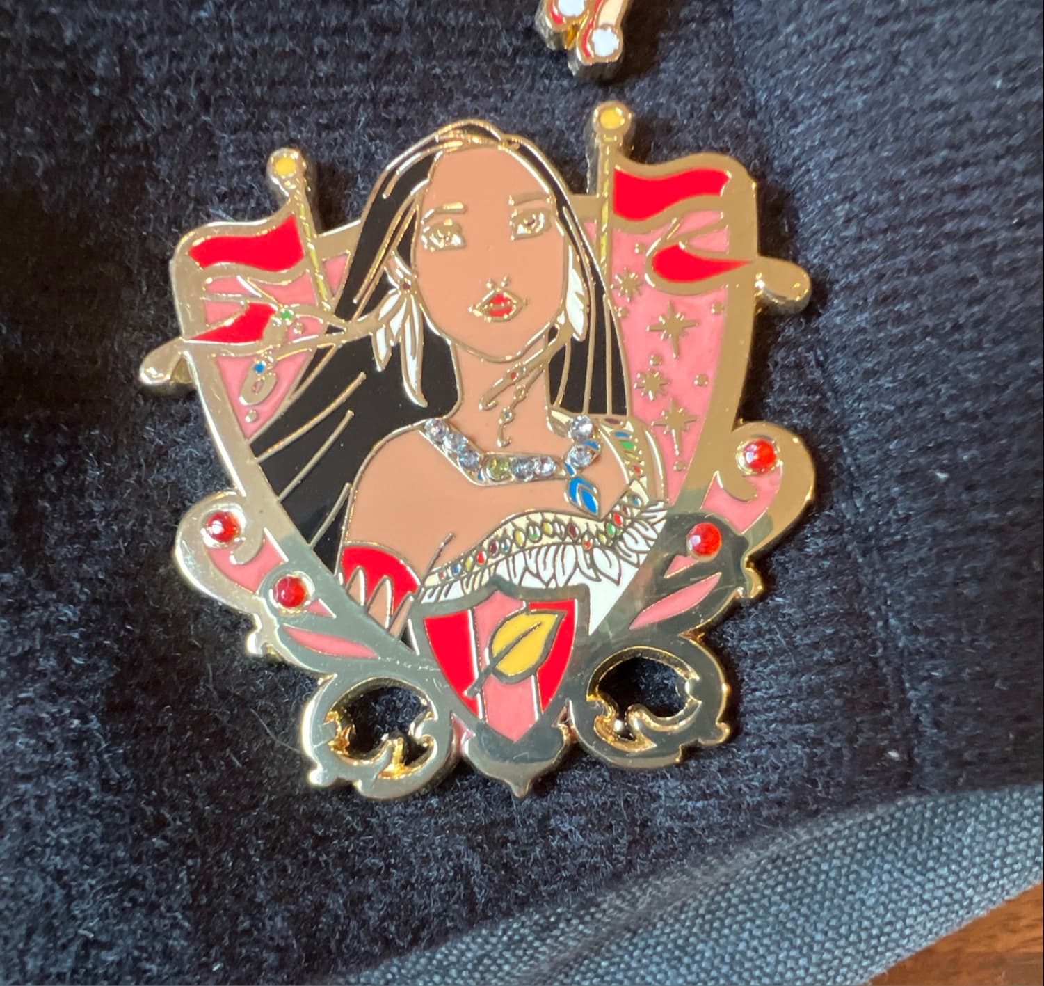 Pocahontas Princess Jeweled Crest Collection Pin front