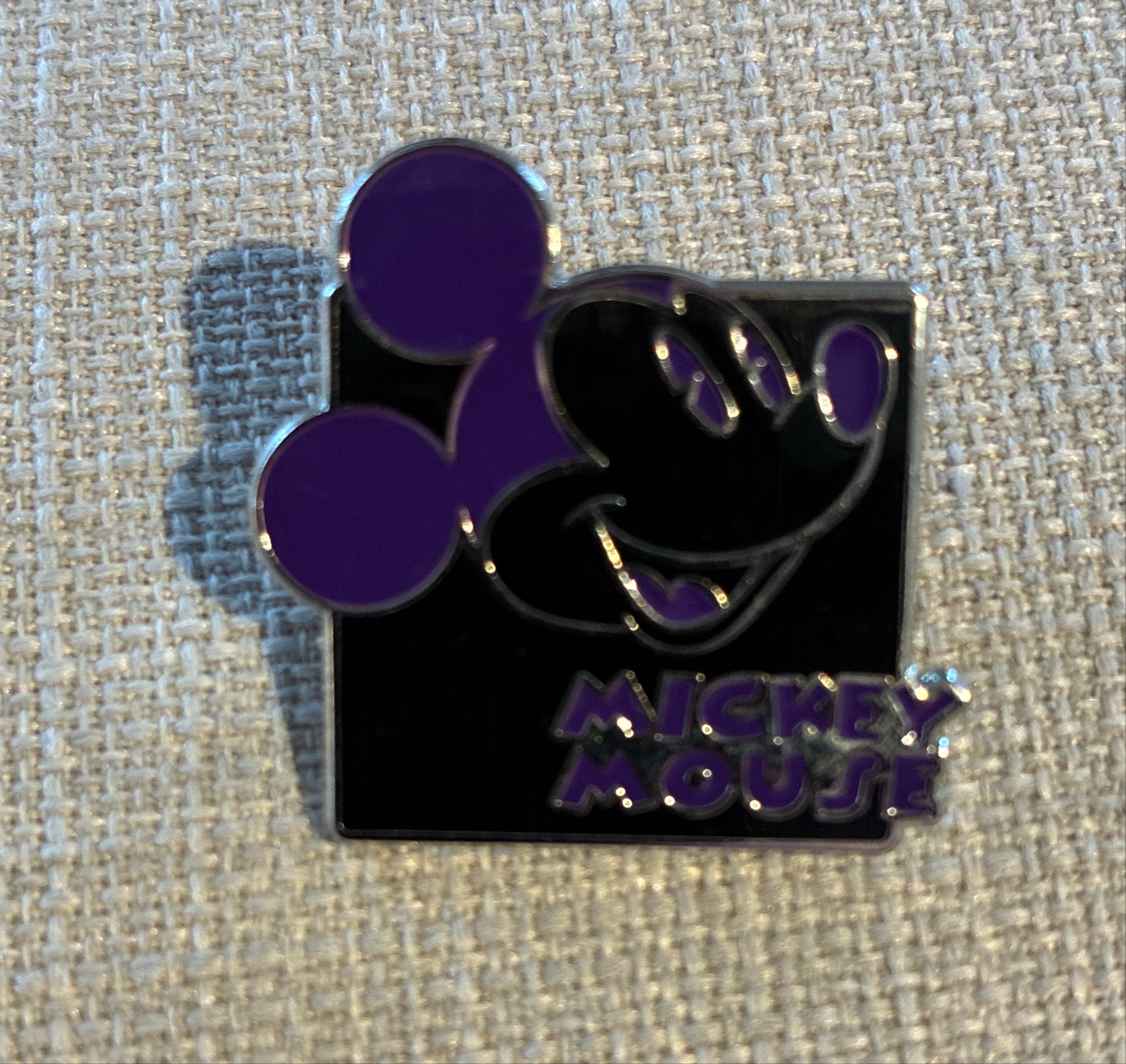 Mickey Mouse Profile Purple Black with 'Mickey Mouse' Text front