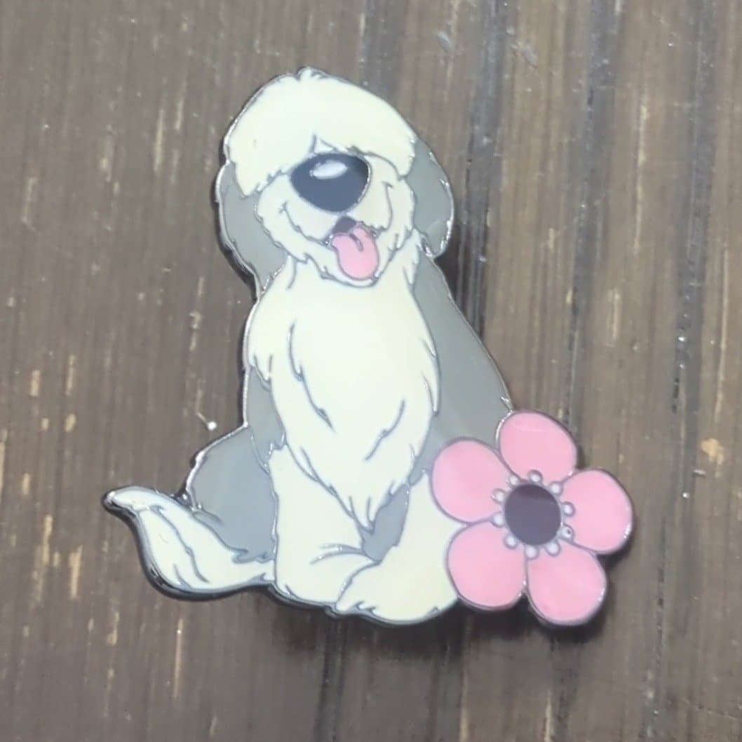 Max (Old English Sheepdog) with Pink Flower front