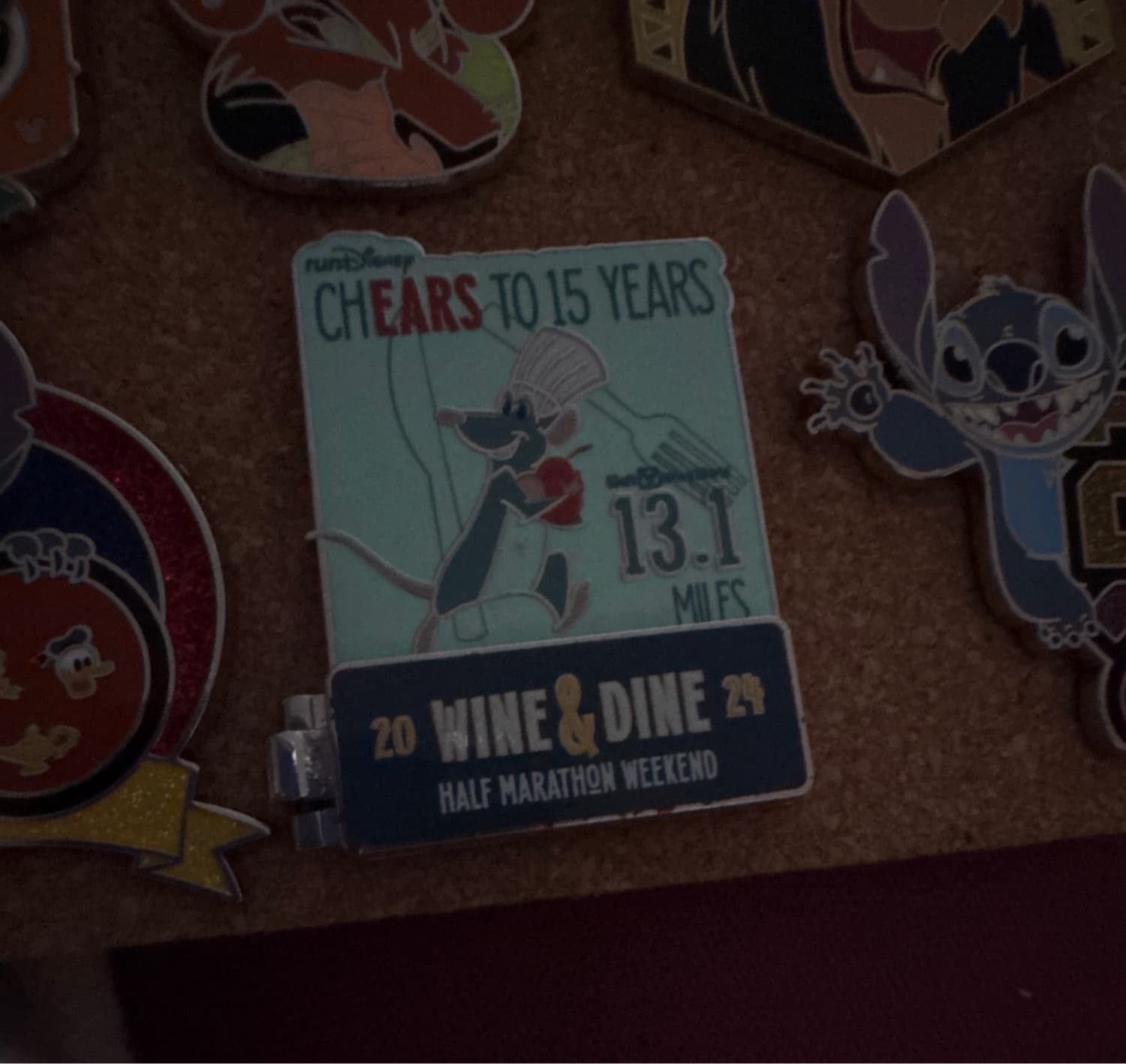 Remy 2024 runDisney Wine & Dine Half Marathon Weekend 'ChEARS to 15 Years' Pin front