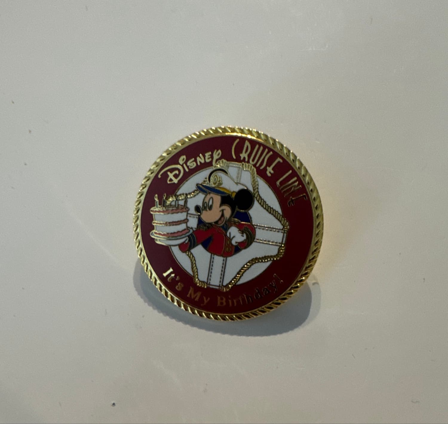 Disney Cruise Line Captain Mickey with Birthday Cake 'It's My Birthday!' Pin front
