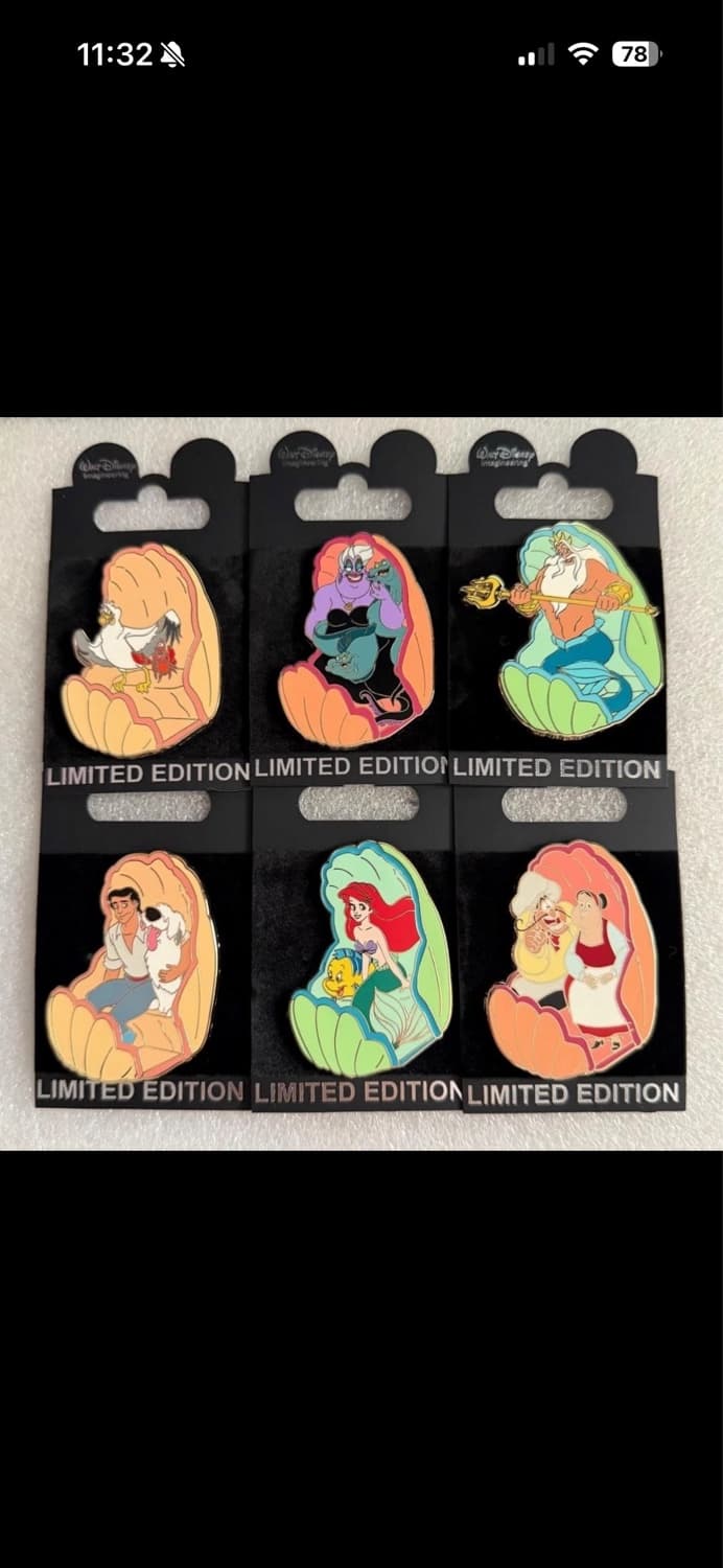 Ariel's Undersea Adventure Clamshell 6 Pin Set front