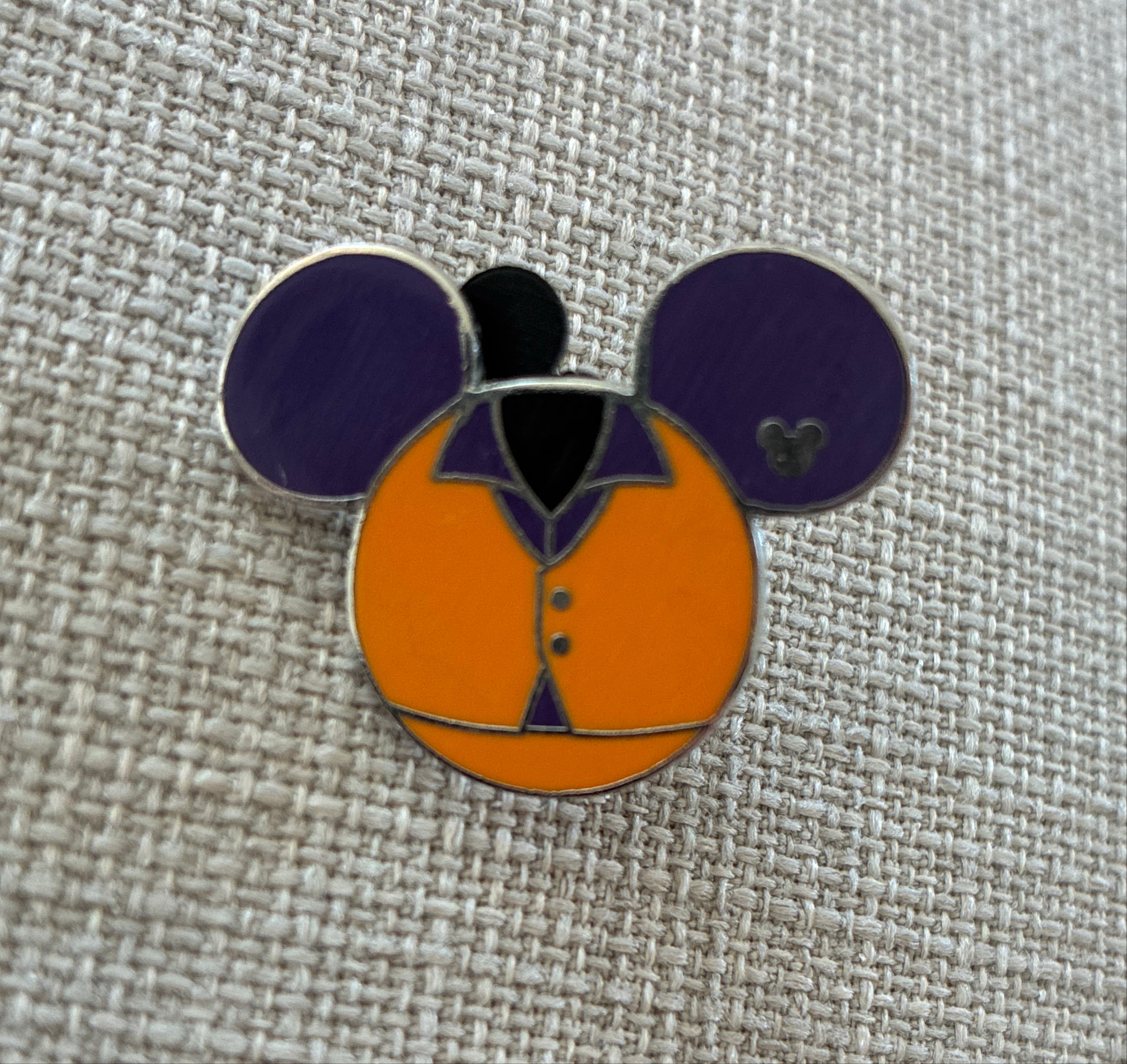 Mickey Mouse Hidden Mickey Completer Pin - Dark Orange Pin Trading Logo front