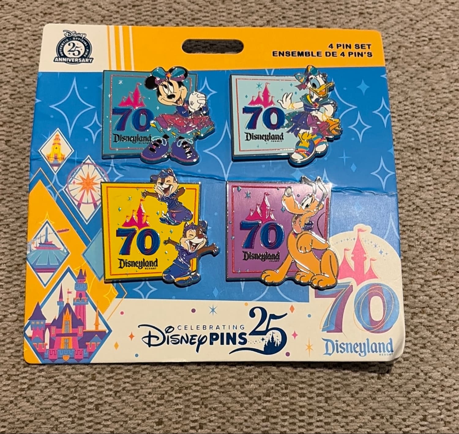 Minnie Mouse and Friends 70th Anniversary 4-Pin Set - Disneyland Resort front