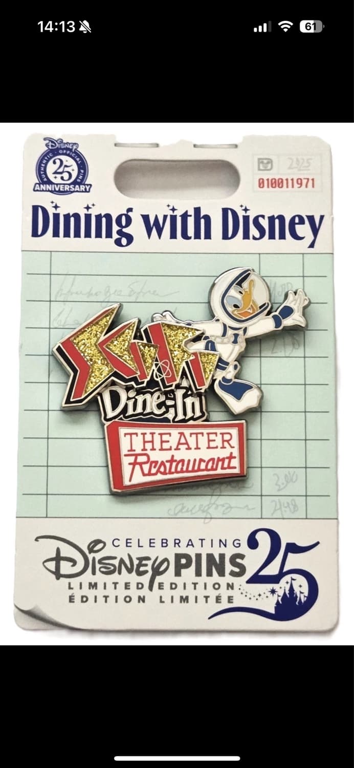Dining with Disney Sci-Fi Dine-In Restaurant Donald Duck November Pin front