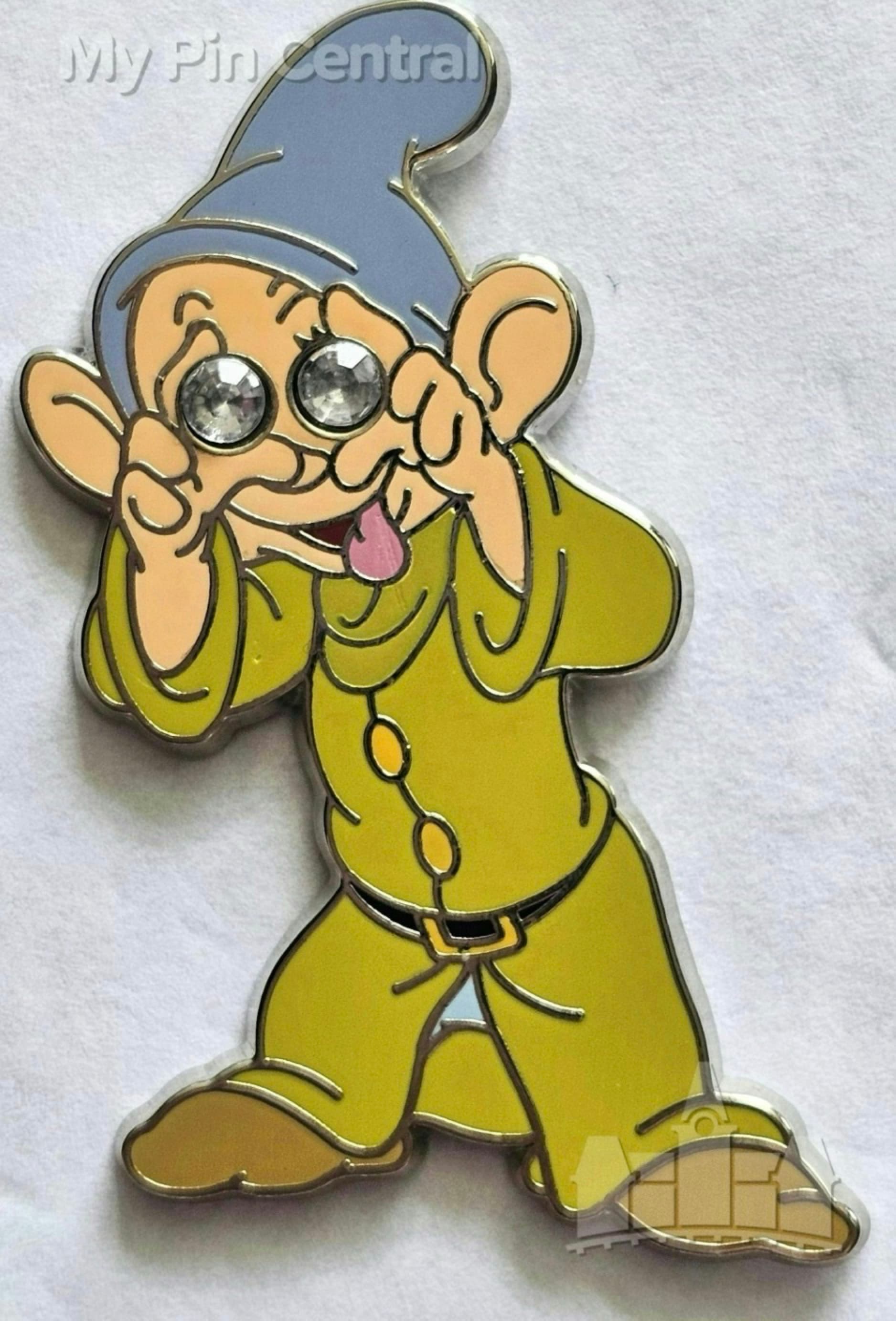 Dopey Gemstone Eyes Pin front