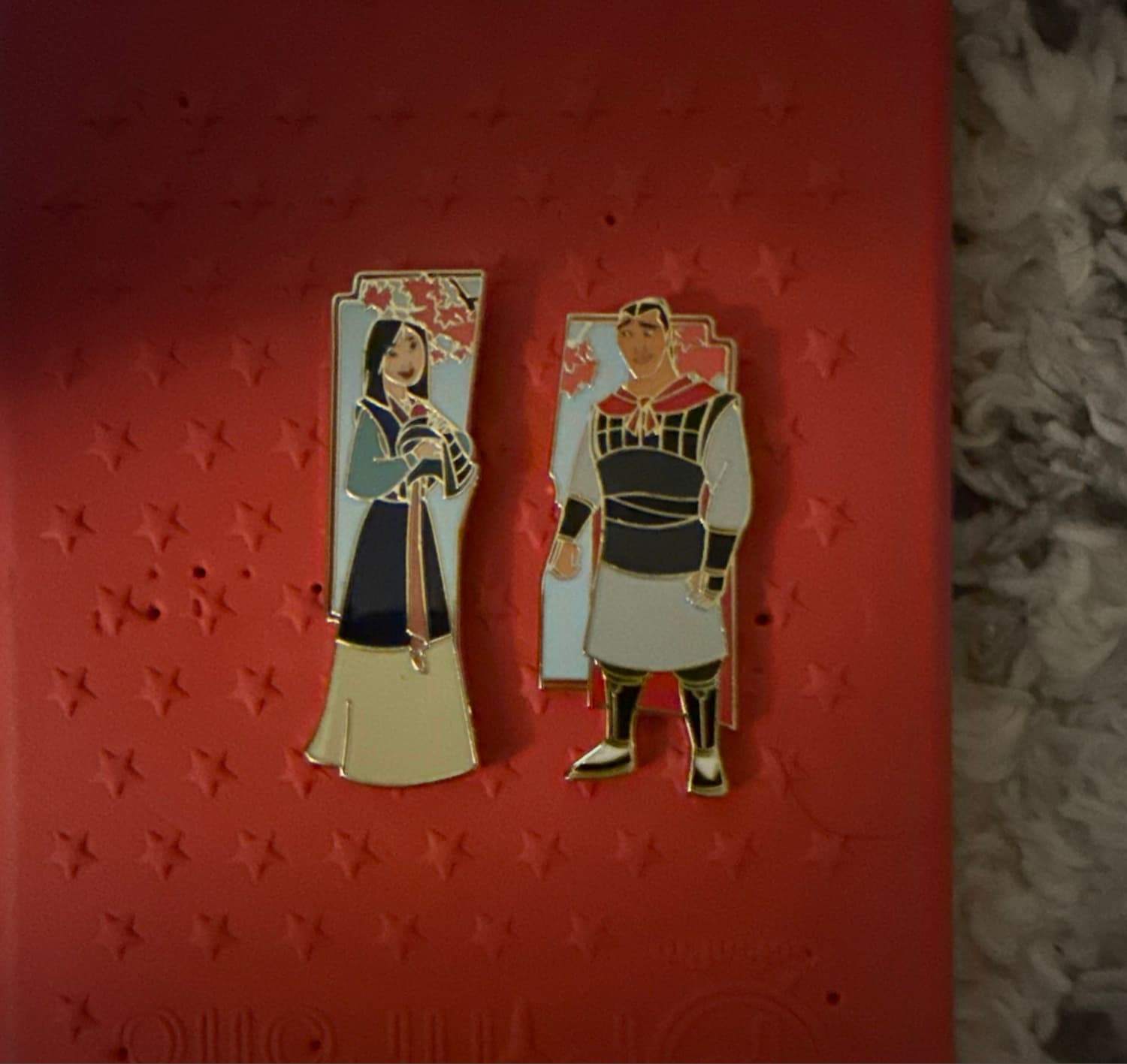 Mulan & Li Shang Cherry Blossom Pin Set front