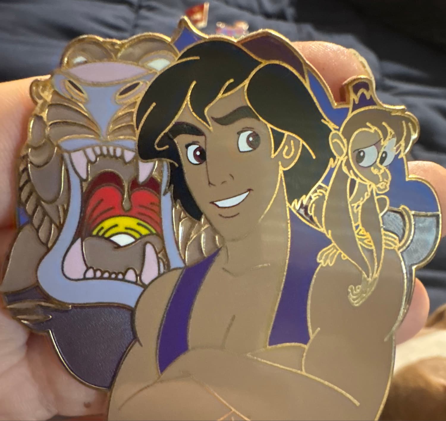 Aladdin, abu, cave of wonders fantasy pin front