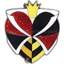 Queen of Hearts Glitter Heart Pin front