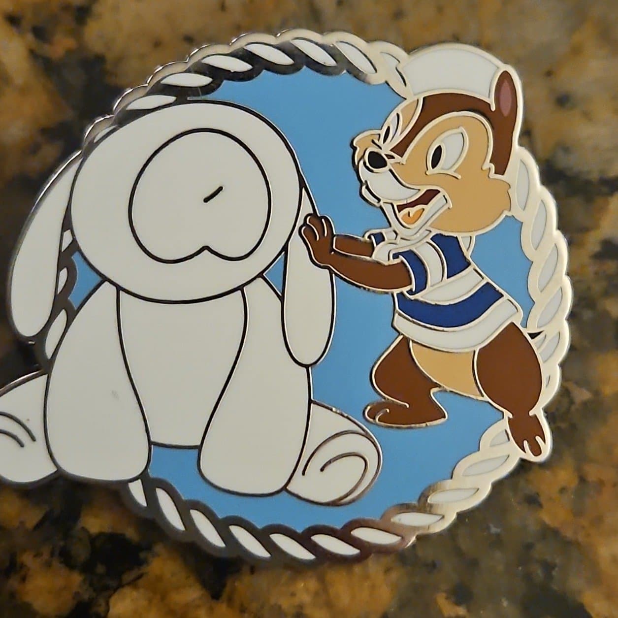 Dale the Chipmunk Sailor With Towel Animal with Rope Border front