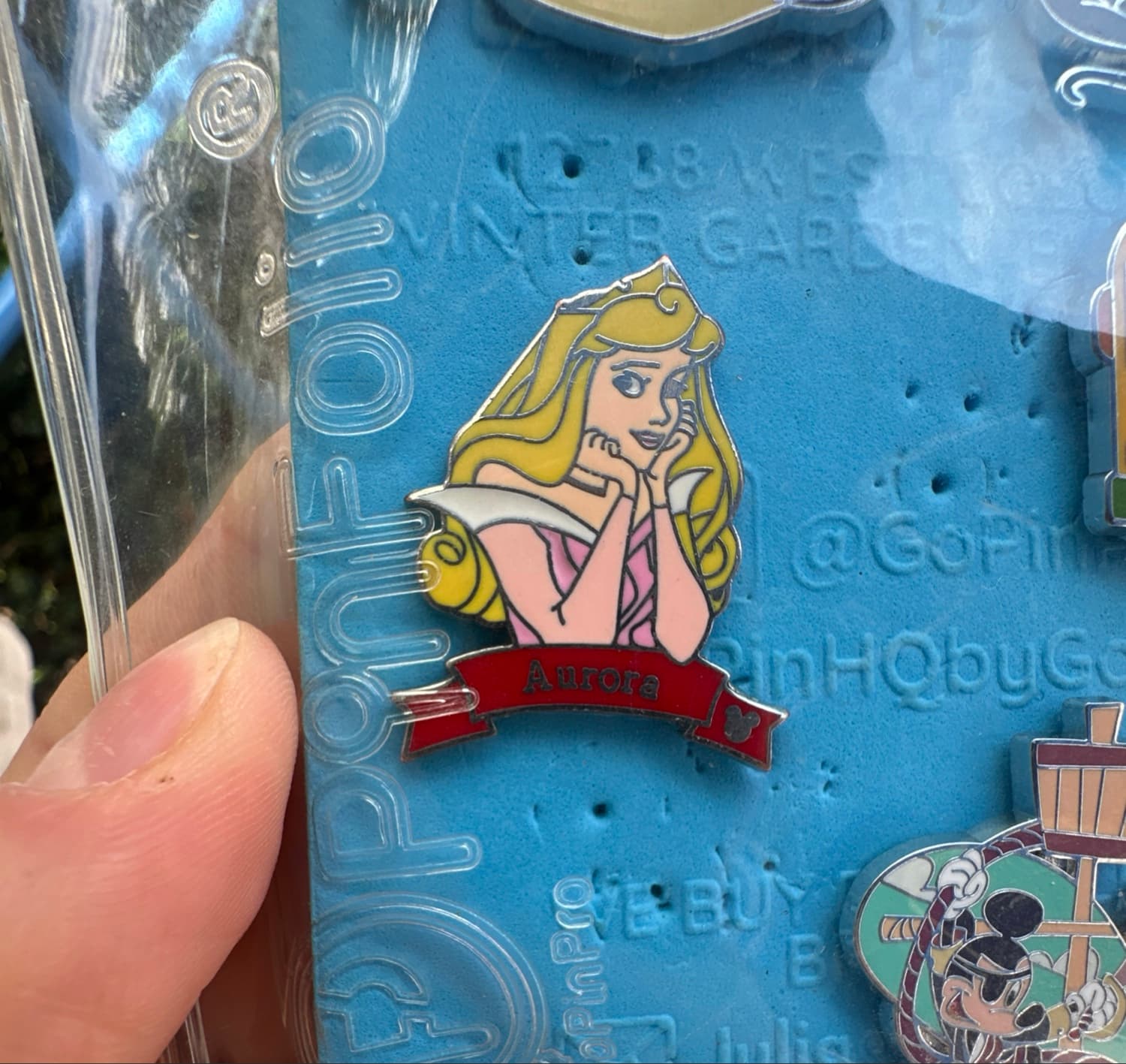 Princess Aurora Red Banner Hidden Mickey Pin front