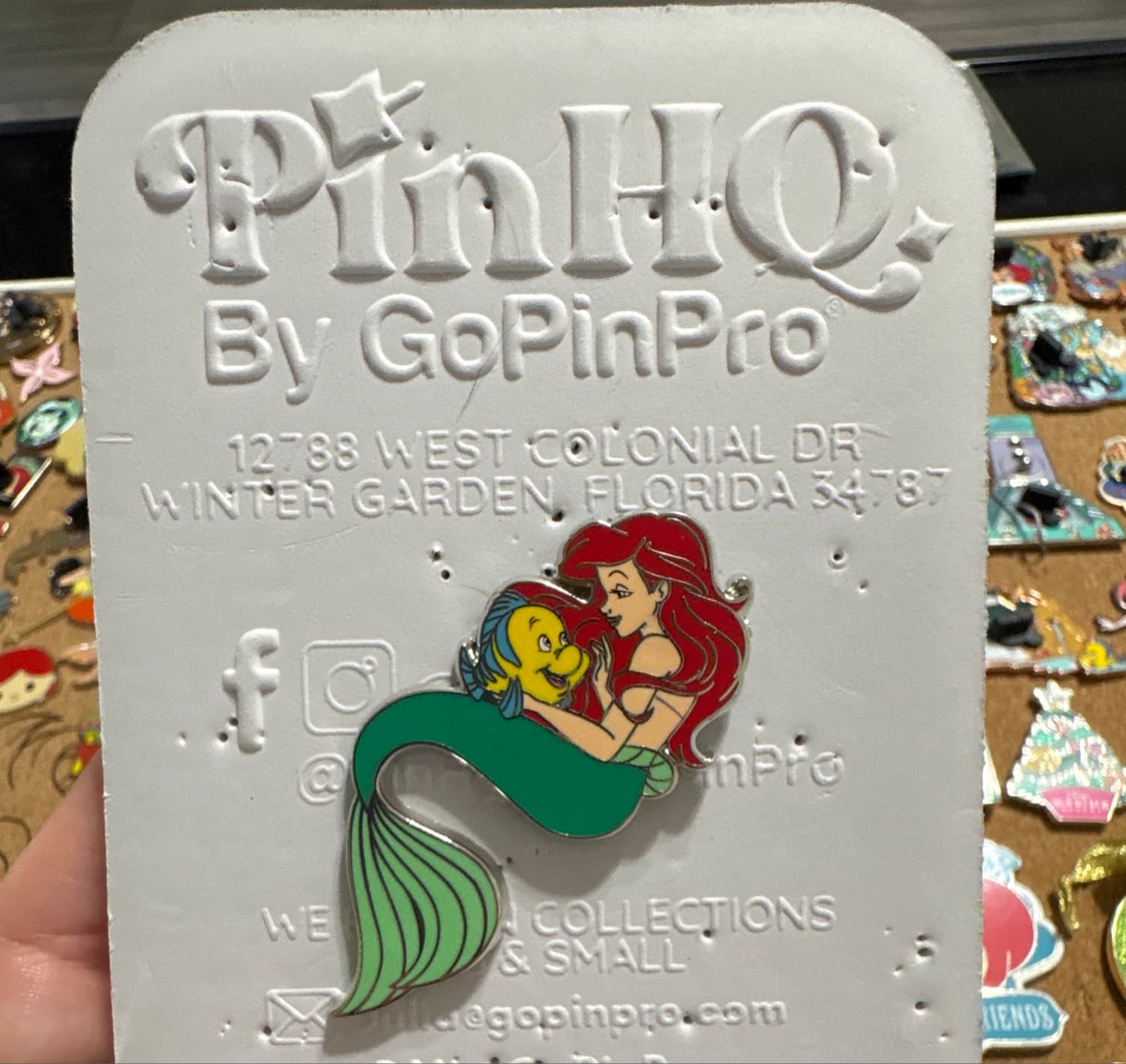 Ariel and Flounder Pin front