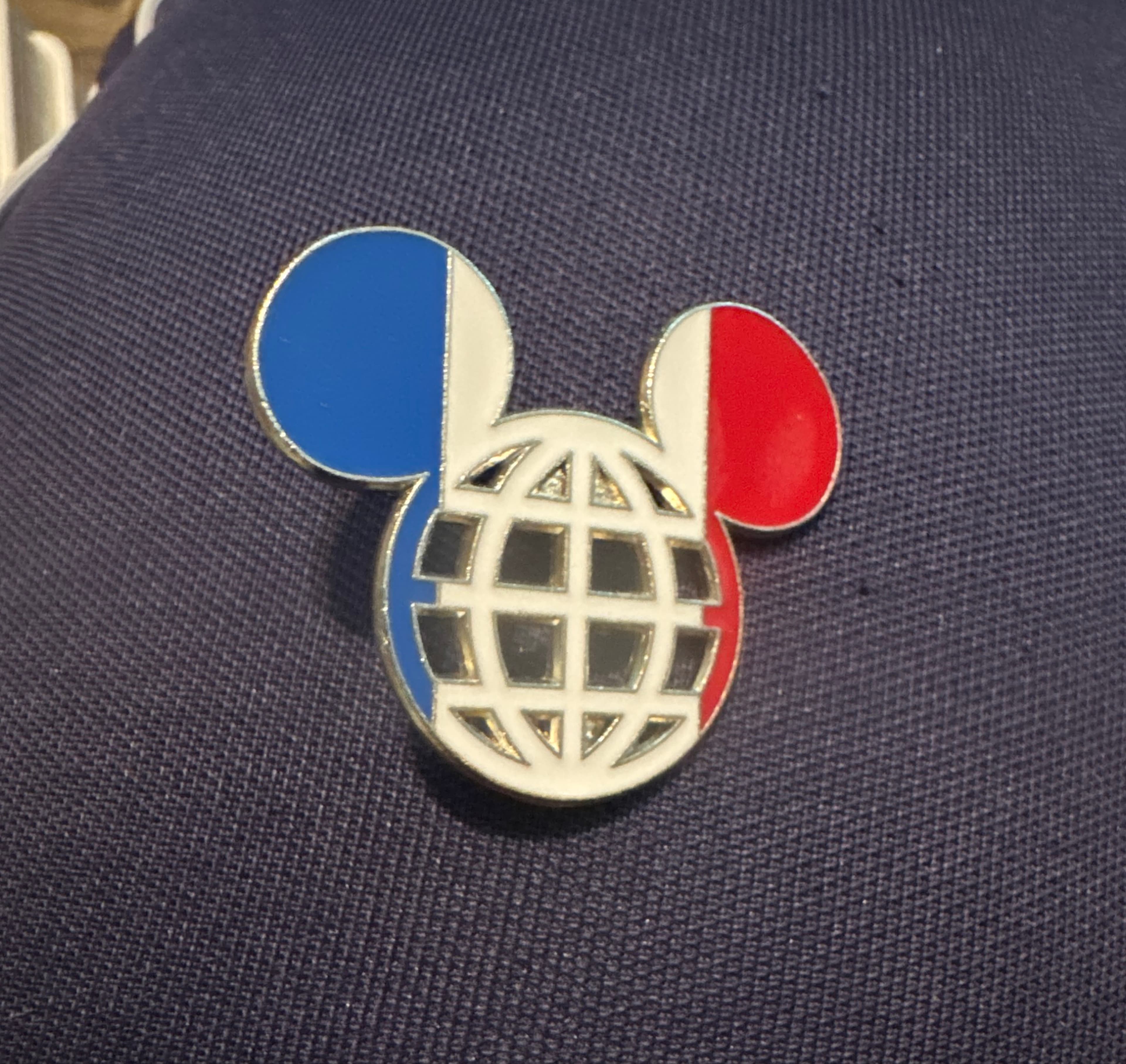 Mickey Mouse Icon France Flag Lattice Globe Pin front