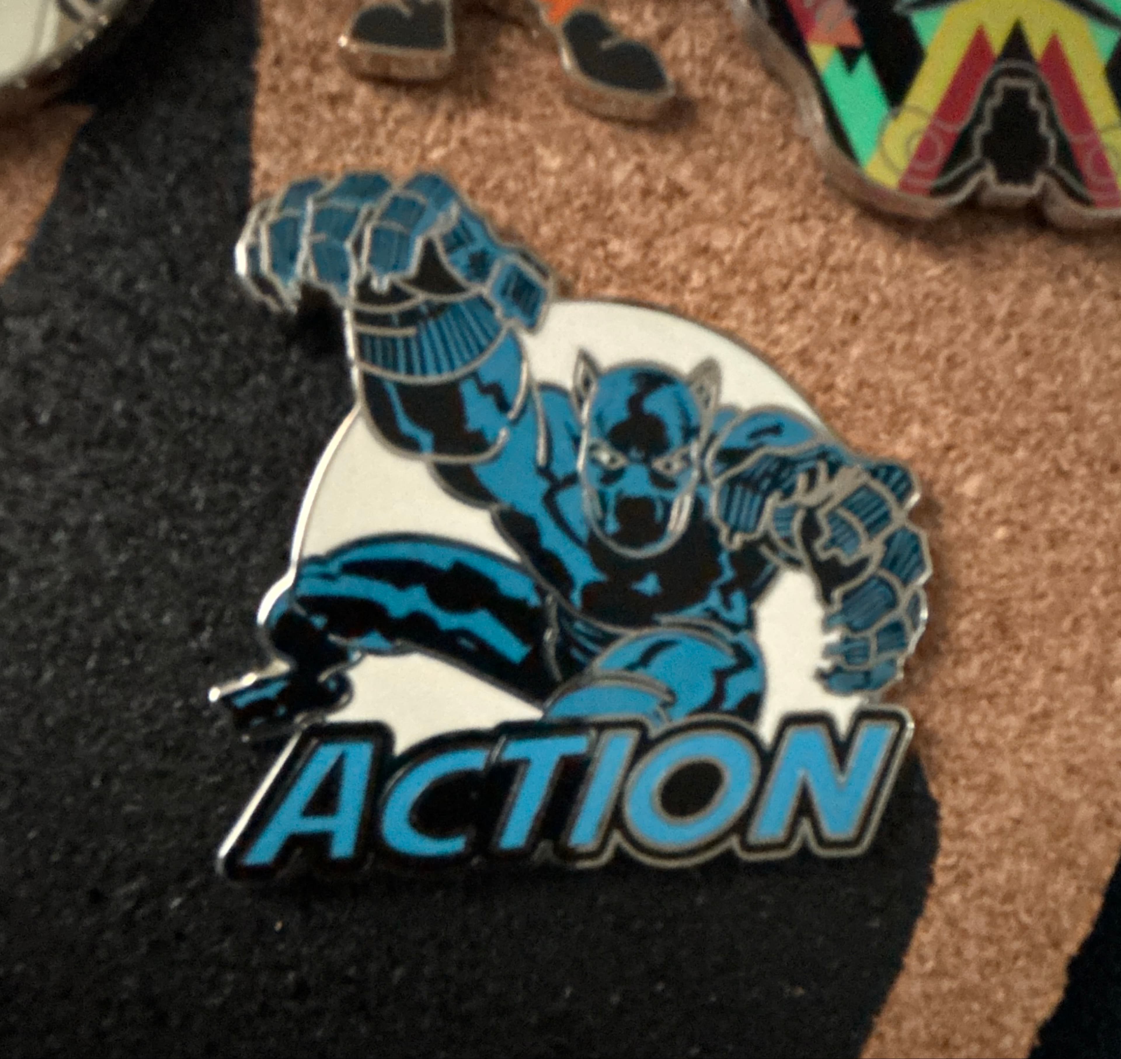 Marvel Black Panther Action Blue Variant Pin front