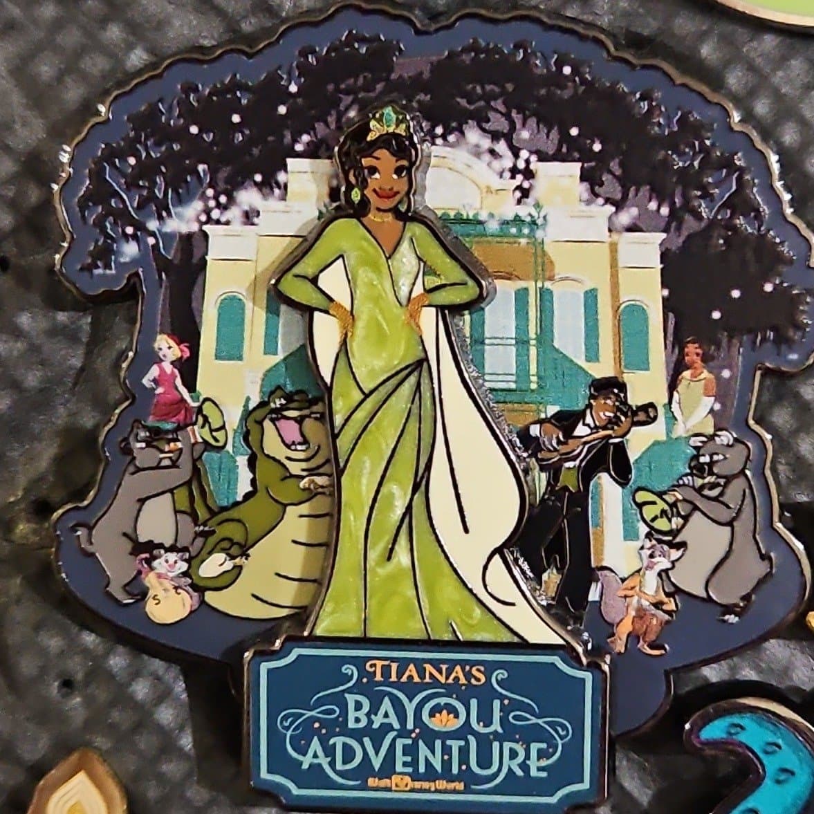 Tiana's Bayou Adventure Tiana, Naveen, Louis, and Critters Pin front