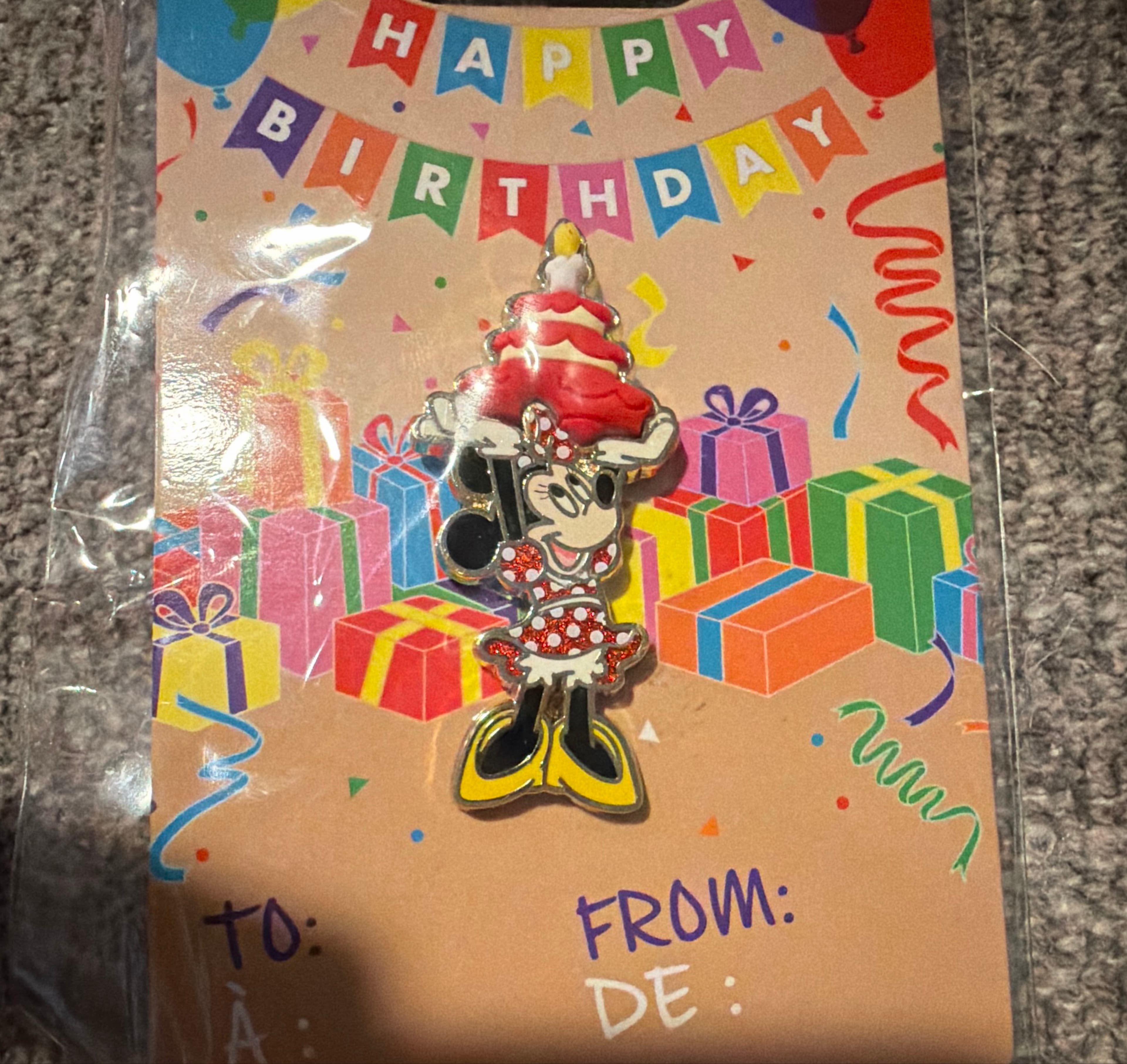 Minnie Mouse Birthday Disneyland Pin front
