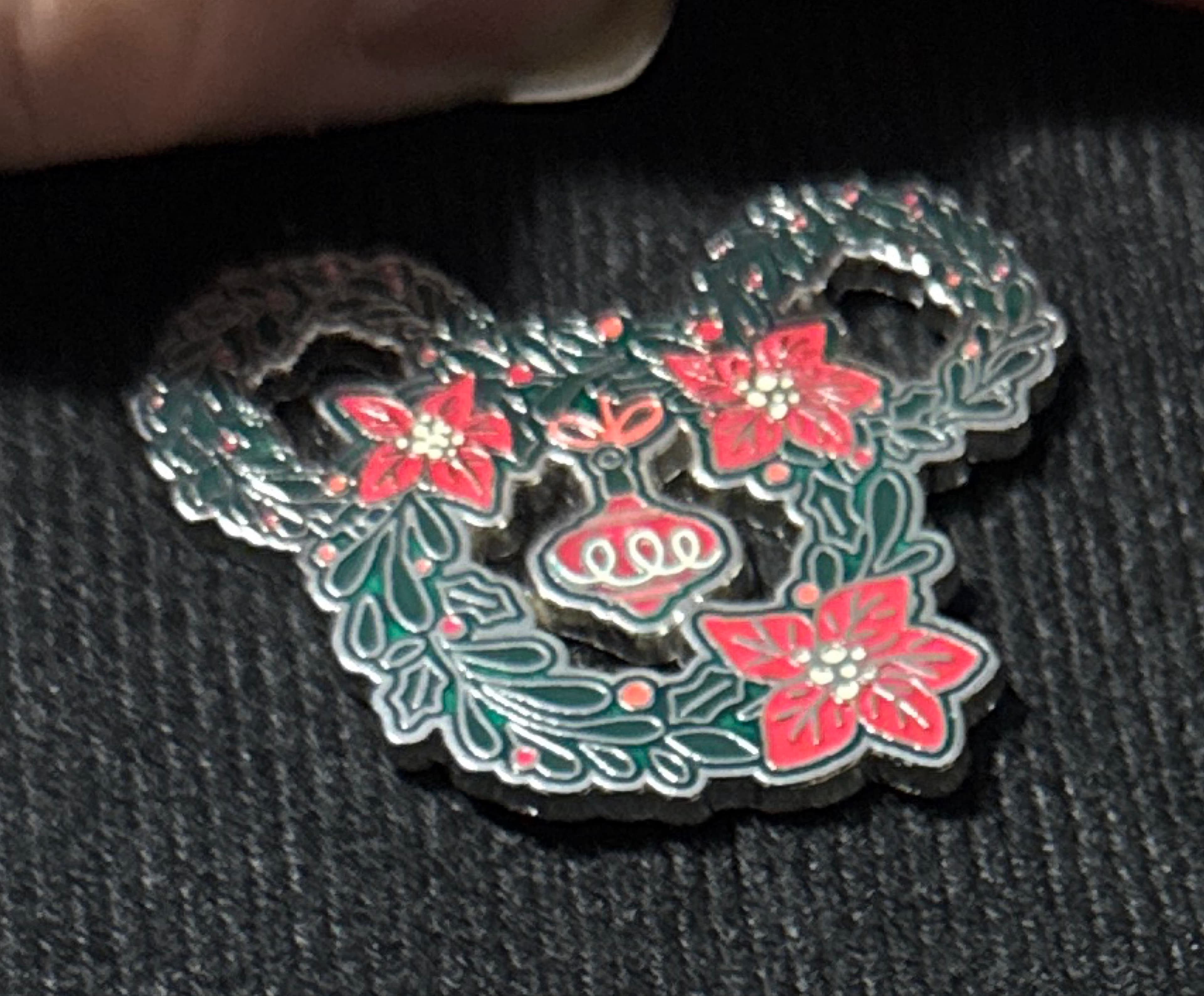 Mickey Mouse Icon Holiday Wreath Pin front