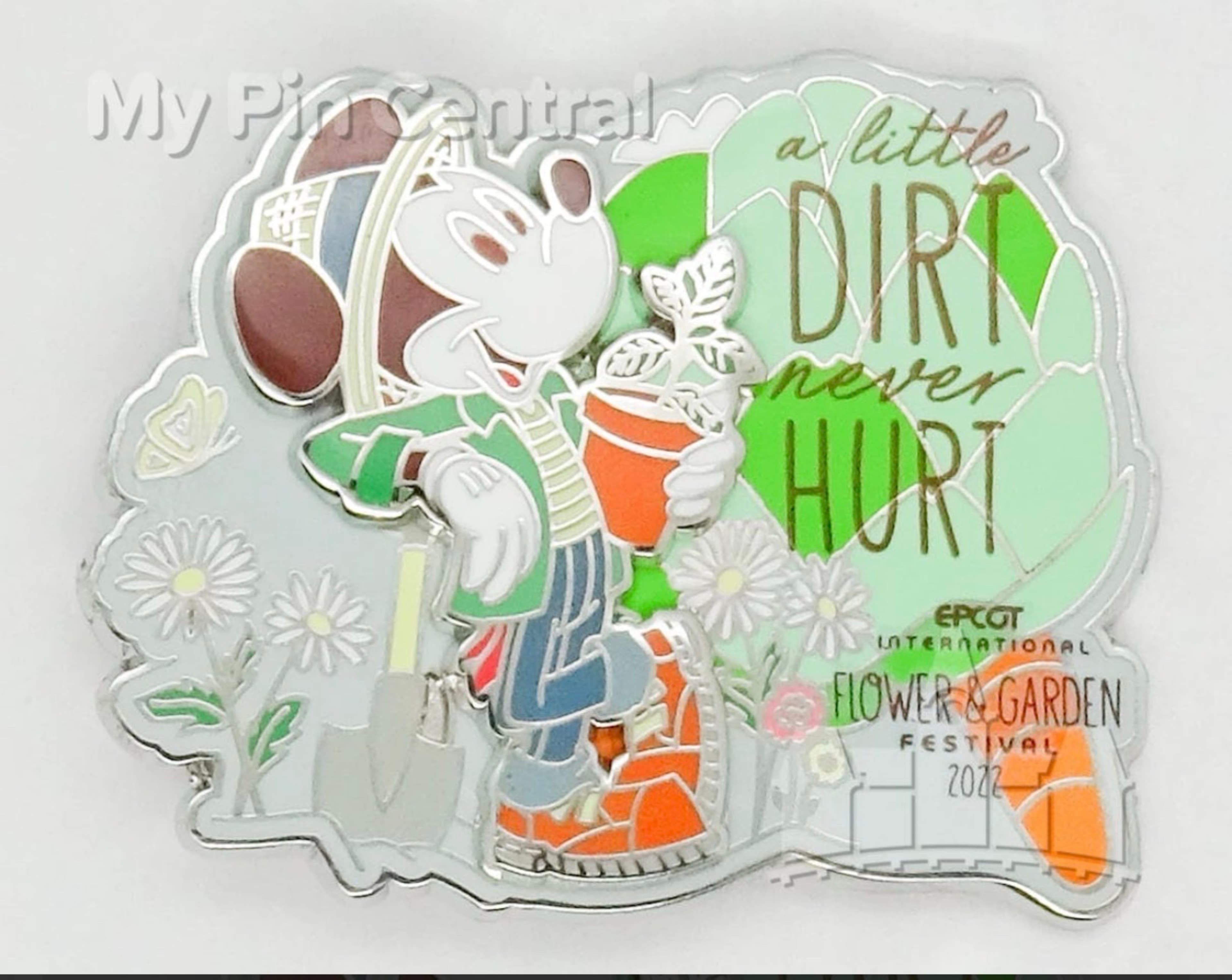Mickey Mouse 'A Little Dirt Never Hurt' EPCOT International Flower & Garden Festival 2022 Pin front