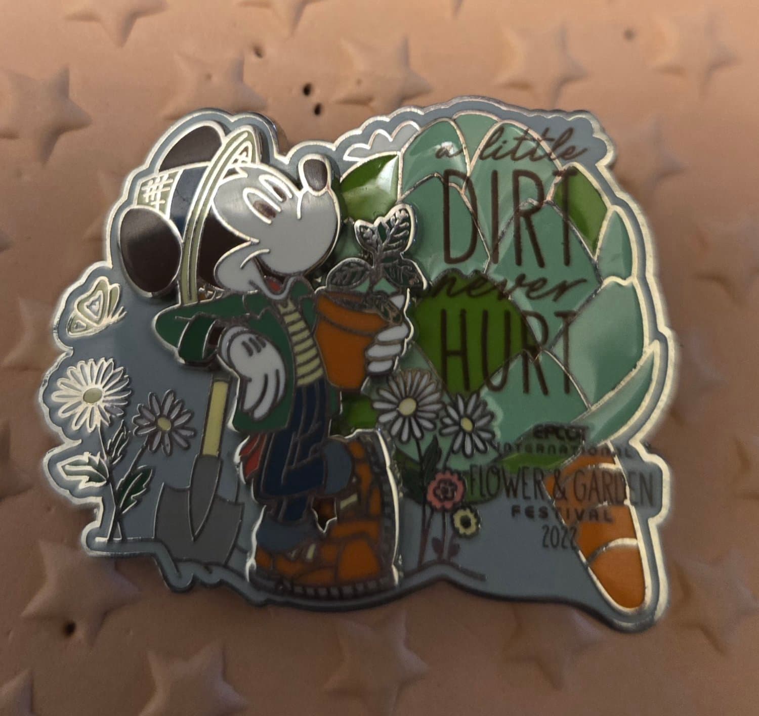 Mickey Mouse 'A Little Dirt Never Hurt' EPCOT International Flower & Garden Festival 2022 Pin front