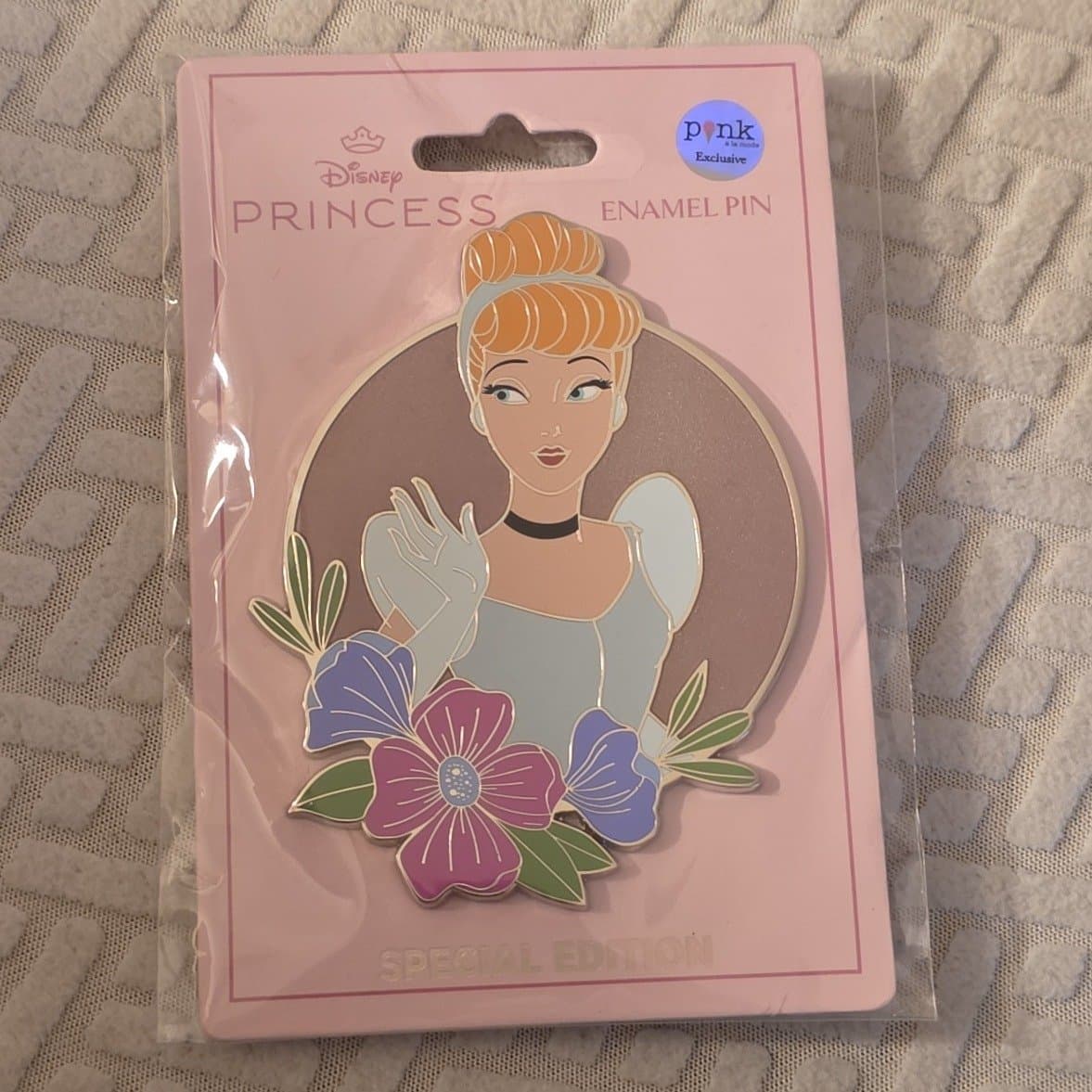 Cinderella Princess Florals Enamel Pin front