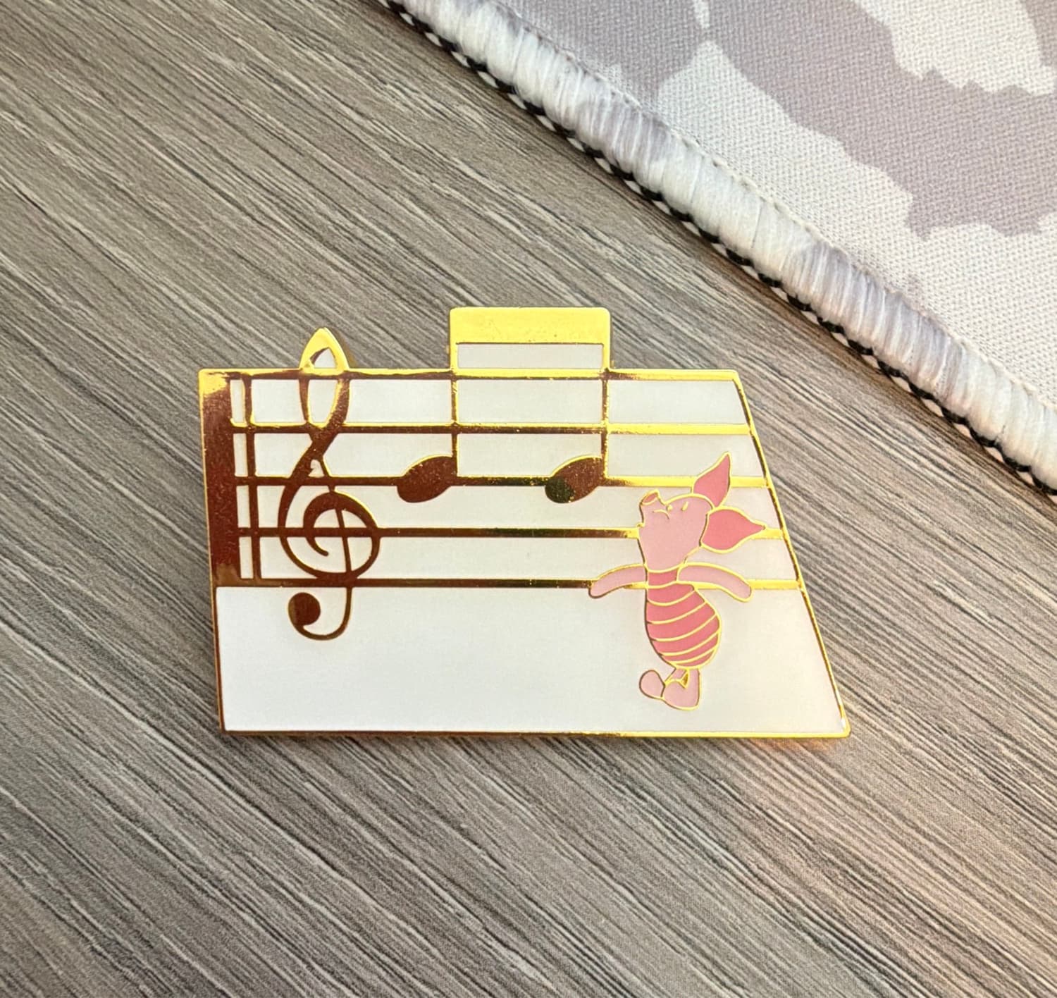 Piglet Music Notes Blind Enamel Pin front