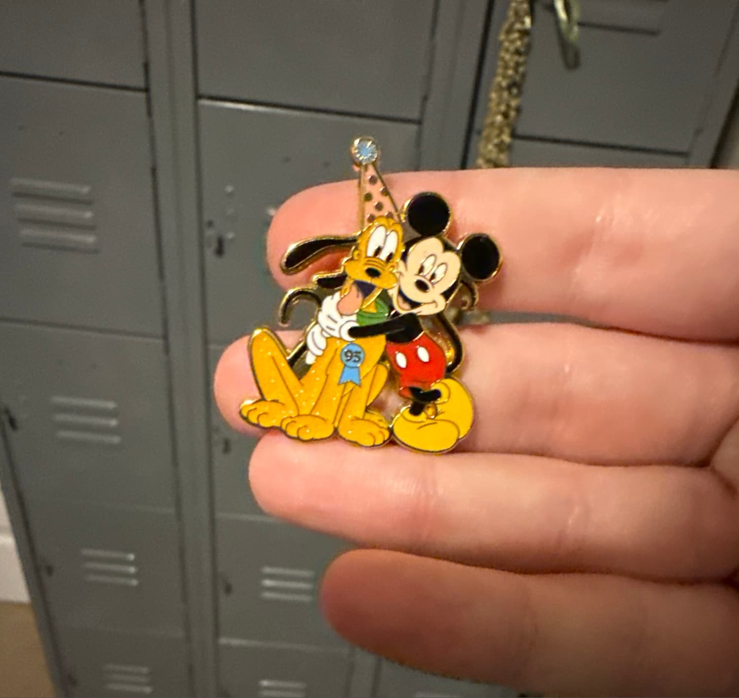 Loungefly Pluto 95th Anniversary Mystery Box Pin - Mickey Hugging Pluto (Glitter Chase) front