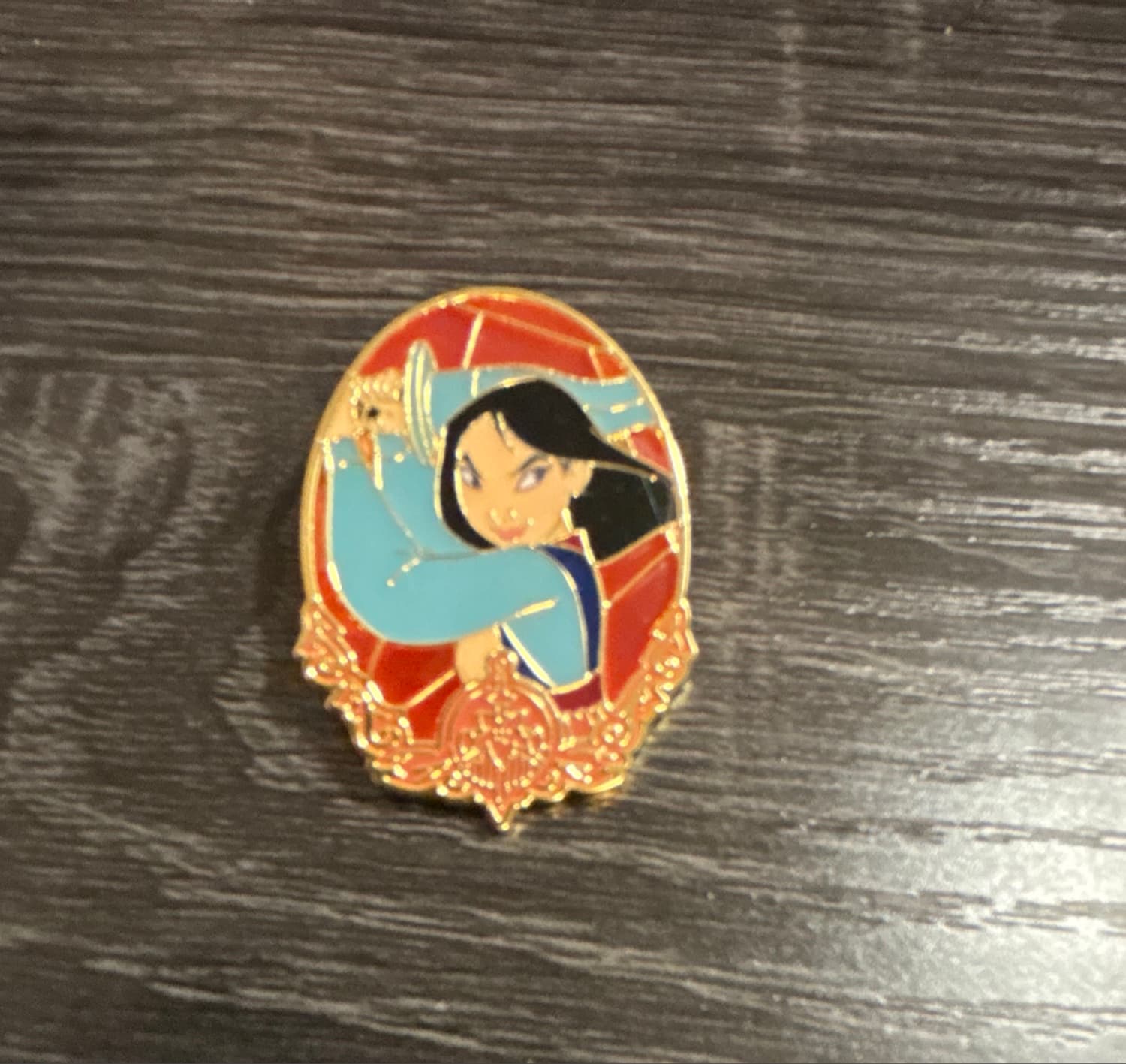 Disney 100 Mulan Fighting Stance Mulan Enamel Pin front