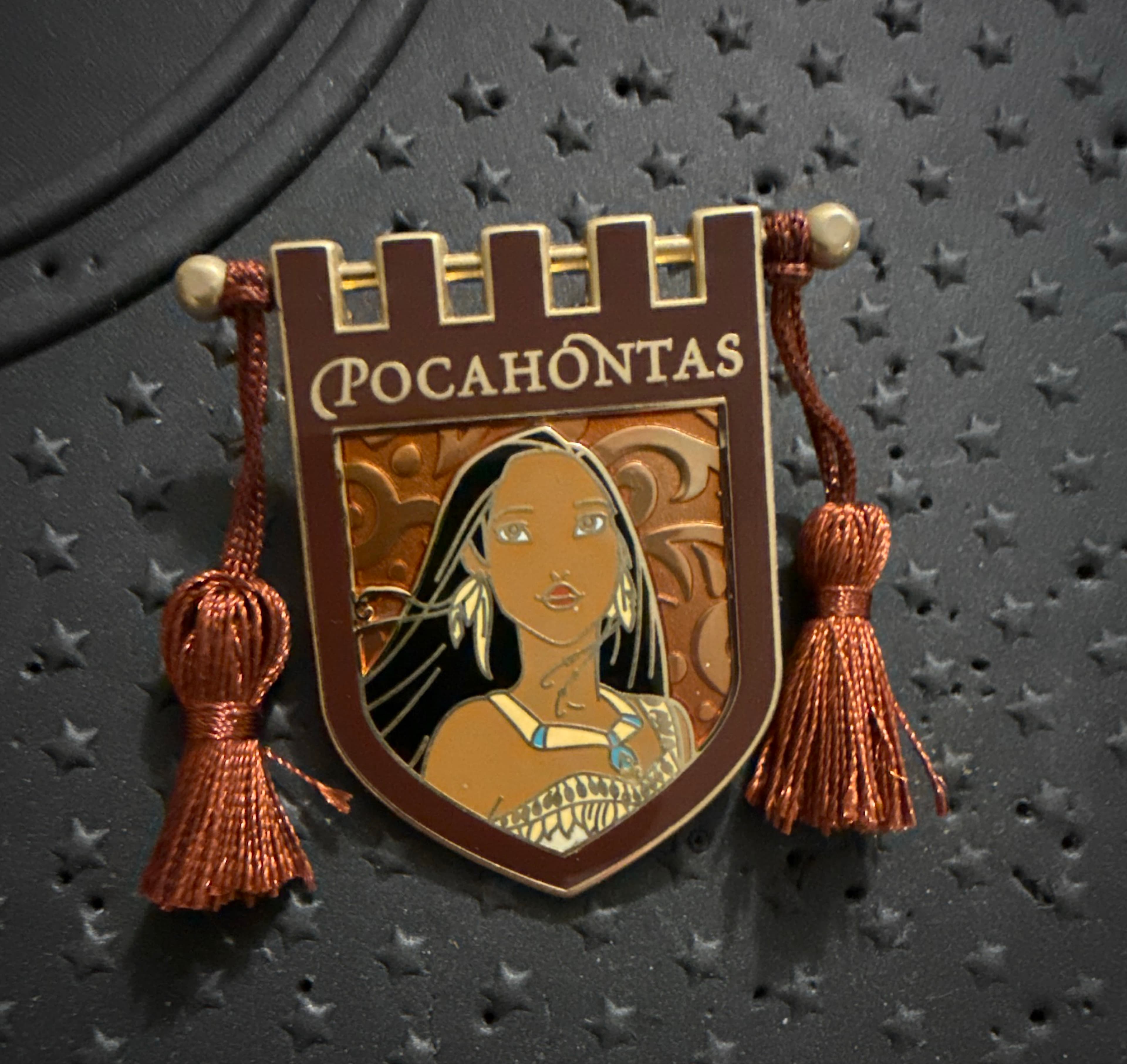 Pocahontas Princess Tapestry Banner Tassel Pin front