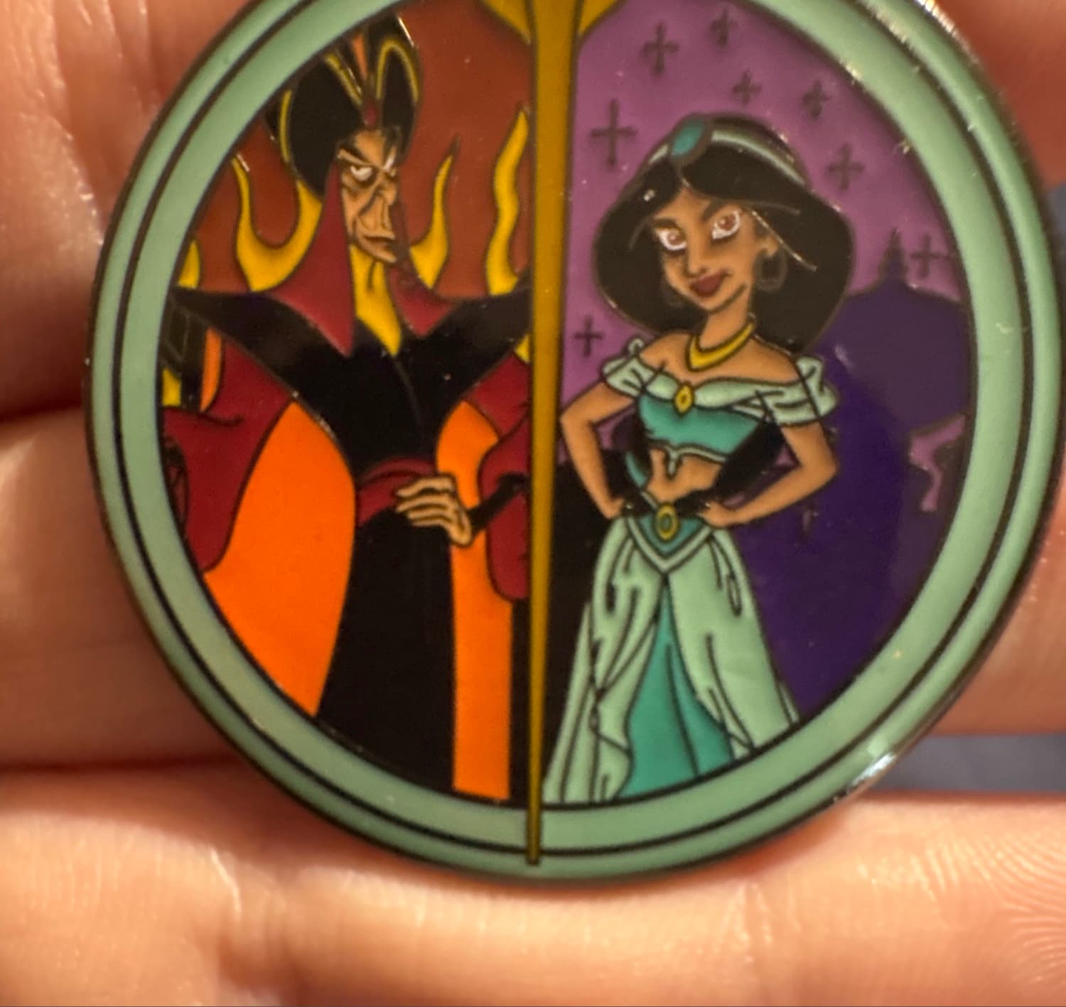Loungefly Princess Villain Mystery Aladdin Jasmine Jafar Pin front