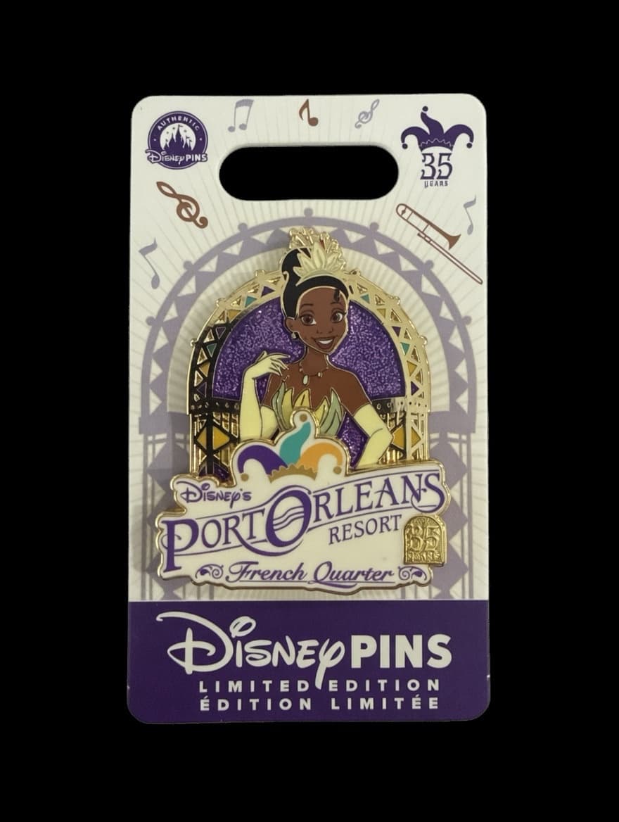 Disney Parks Port Orleans Resort French Quarter 35th Princess Tiana LE Pin front