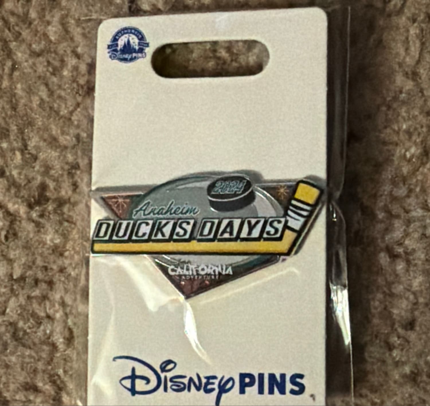 Anaheim Ducks Days 2024 Disney California Adventure Hockey Stick and Puck Pin front