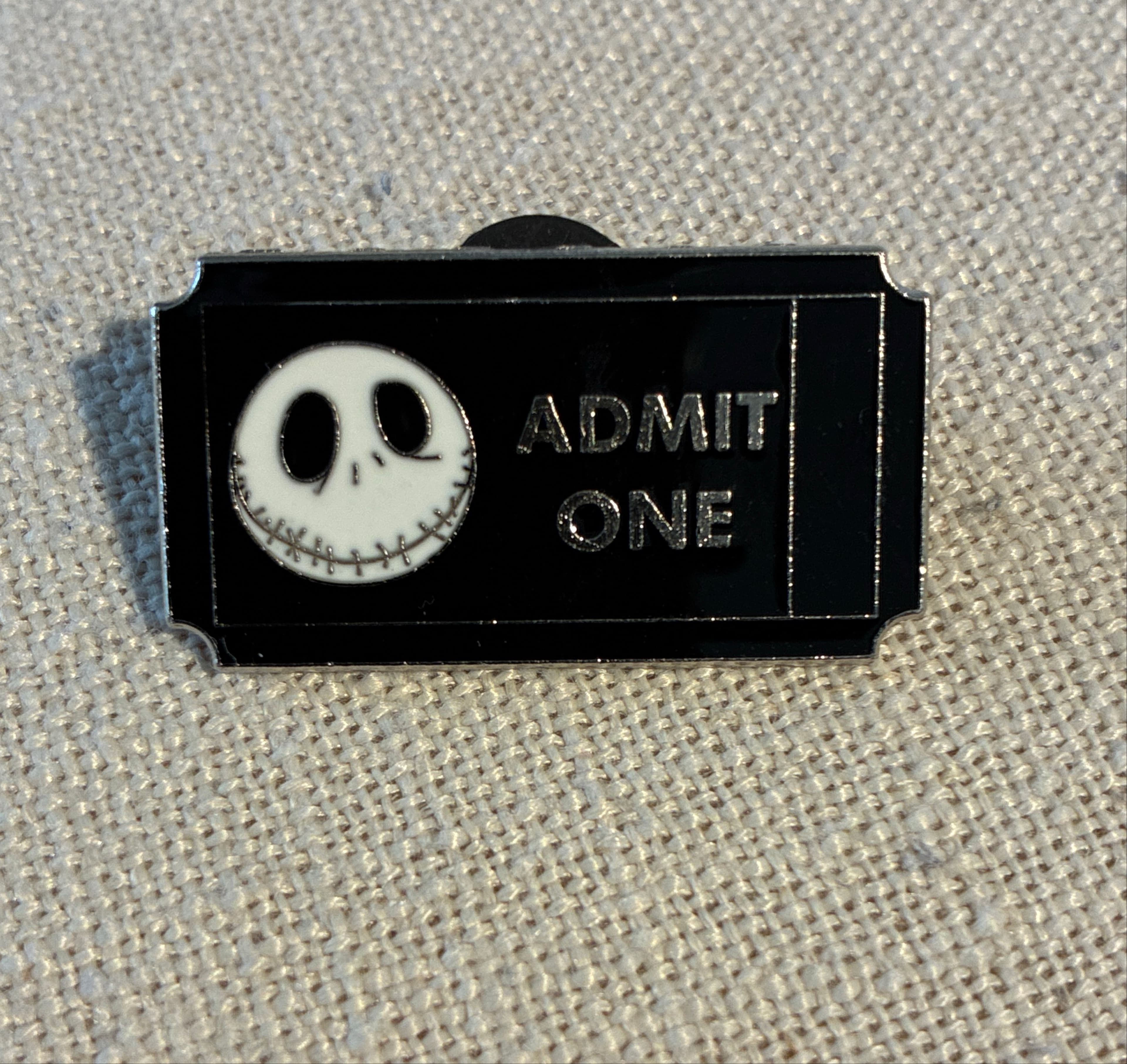 Jack Skellington Admit One Ticket Pin front