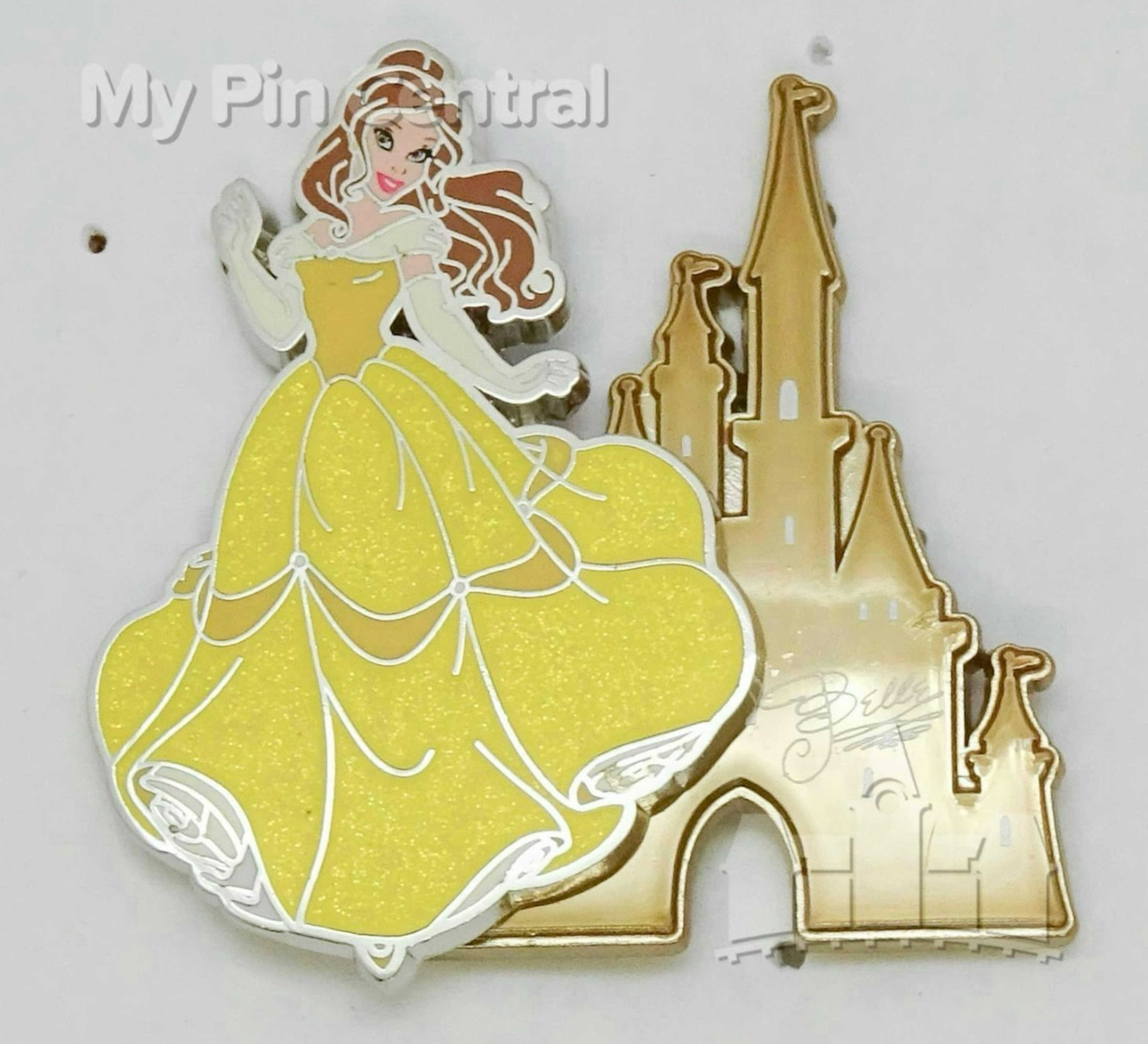 Disney Beauty and the Beast Pin - Belle with Castle front
