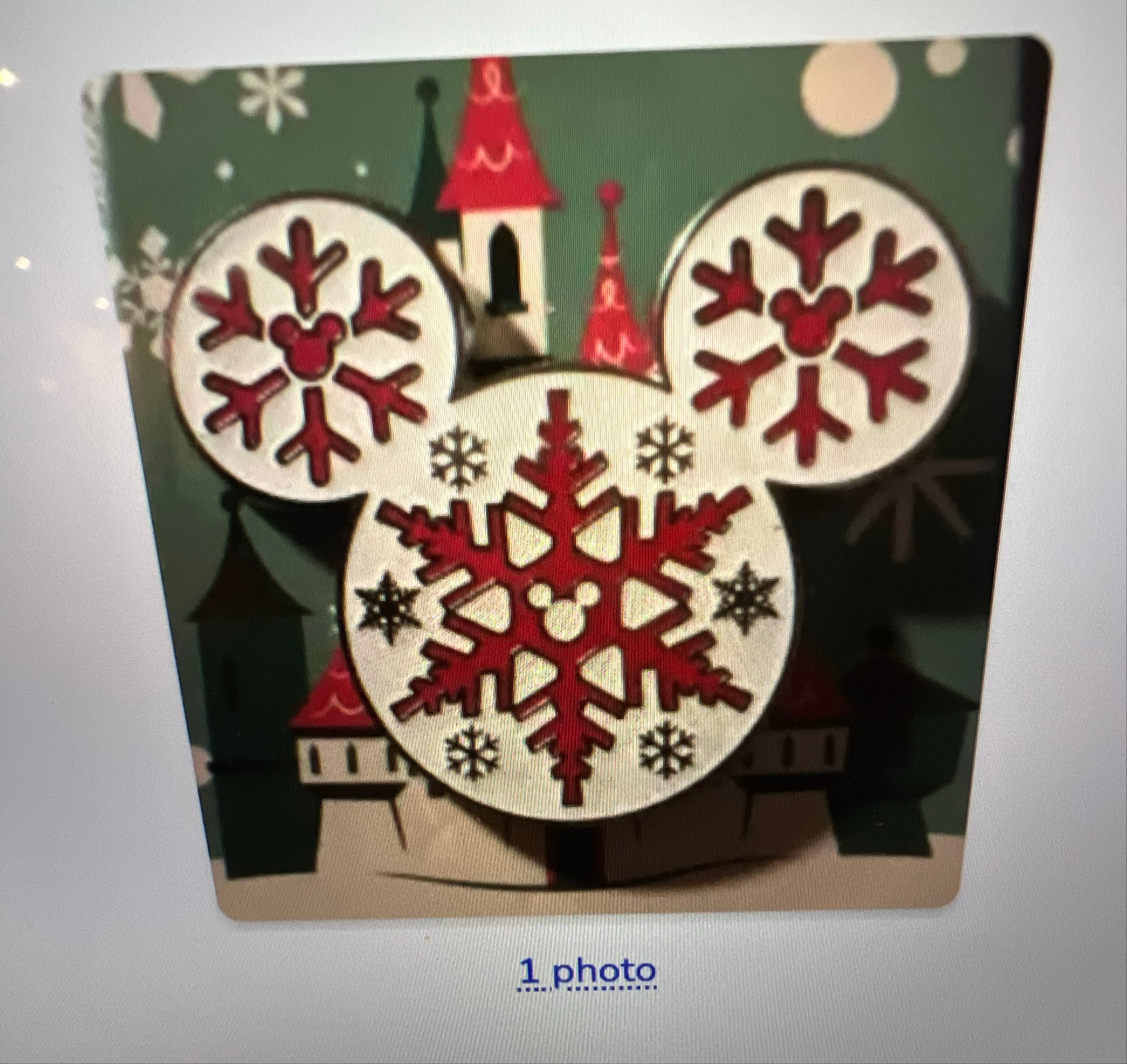 Mickey Outline with Red Snowflakes front