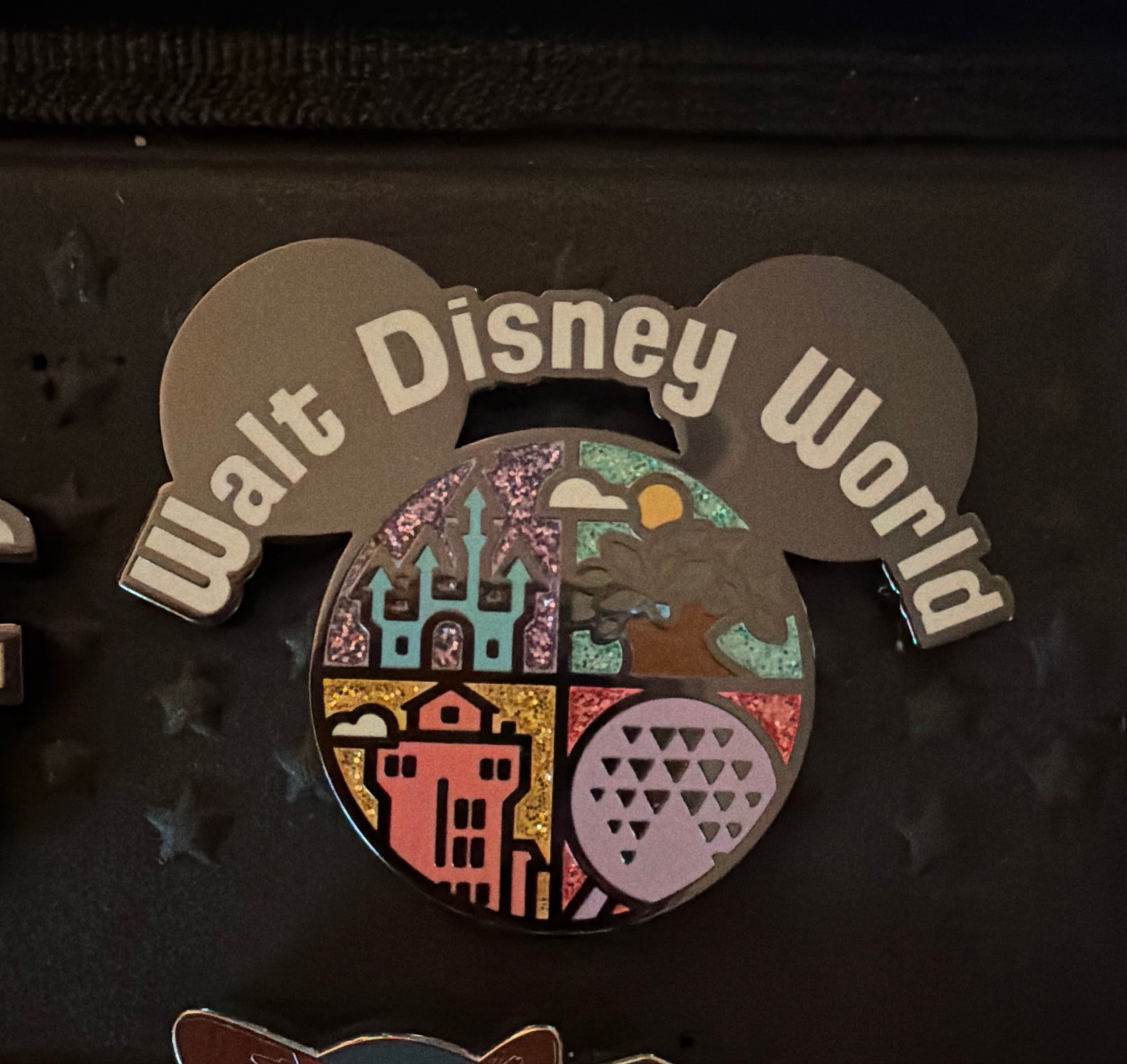 Walt Disney World Four Parks Icons Glitter Pin front