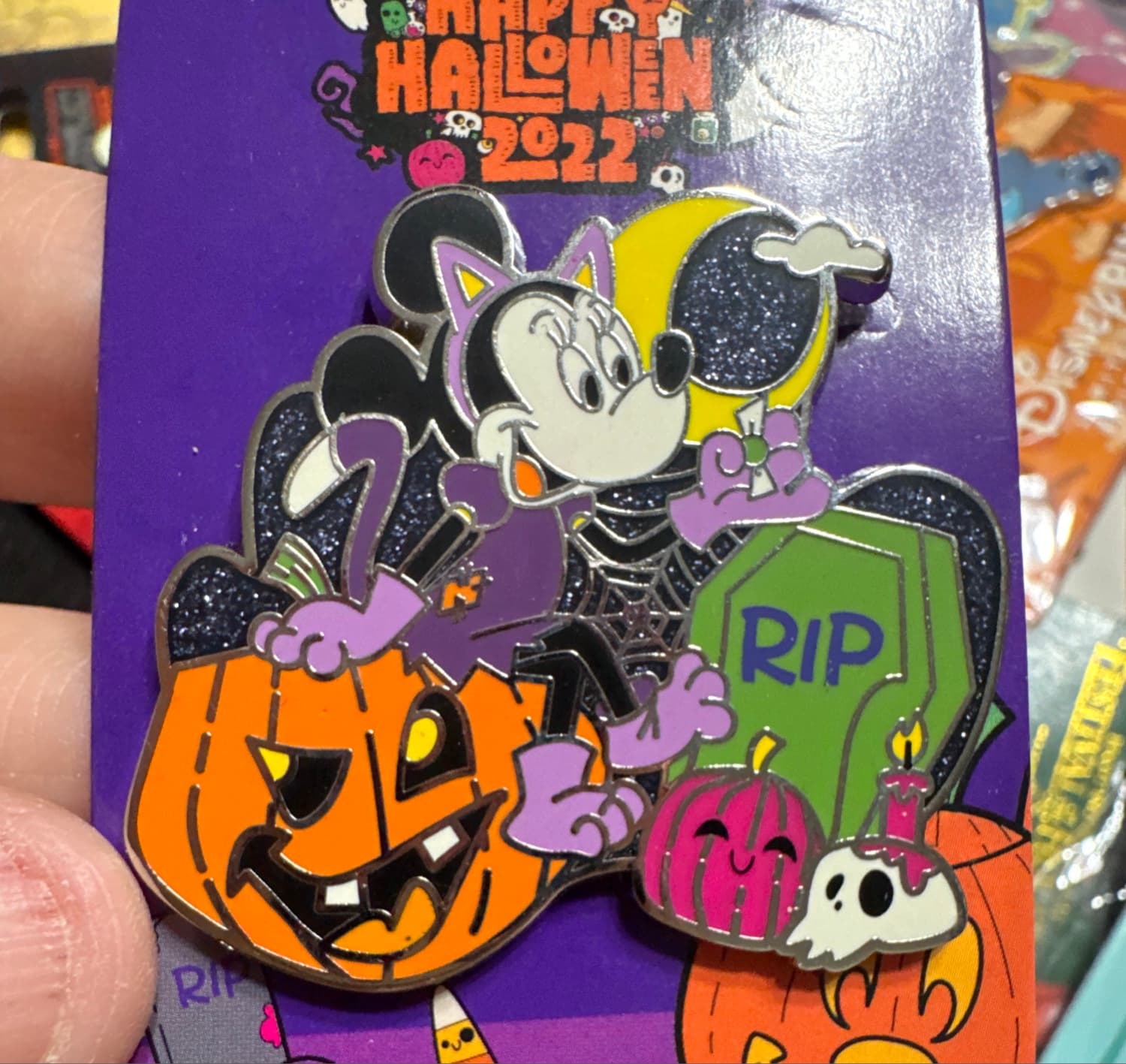 Minnie Mouse Happy Halloween 2022 Pin front