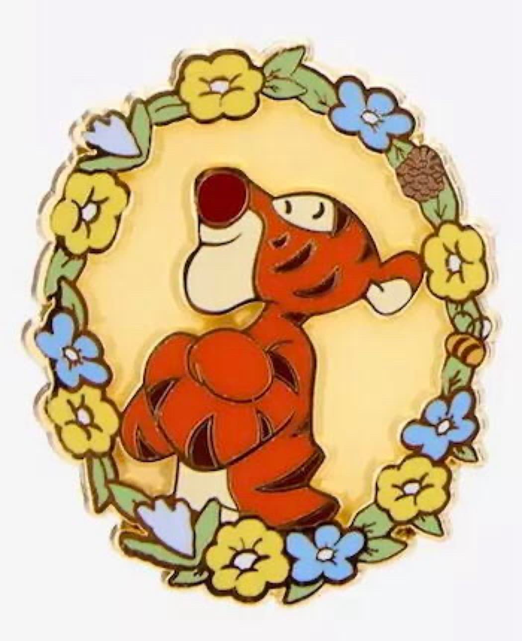 Tigger Floral Wreath Pin front