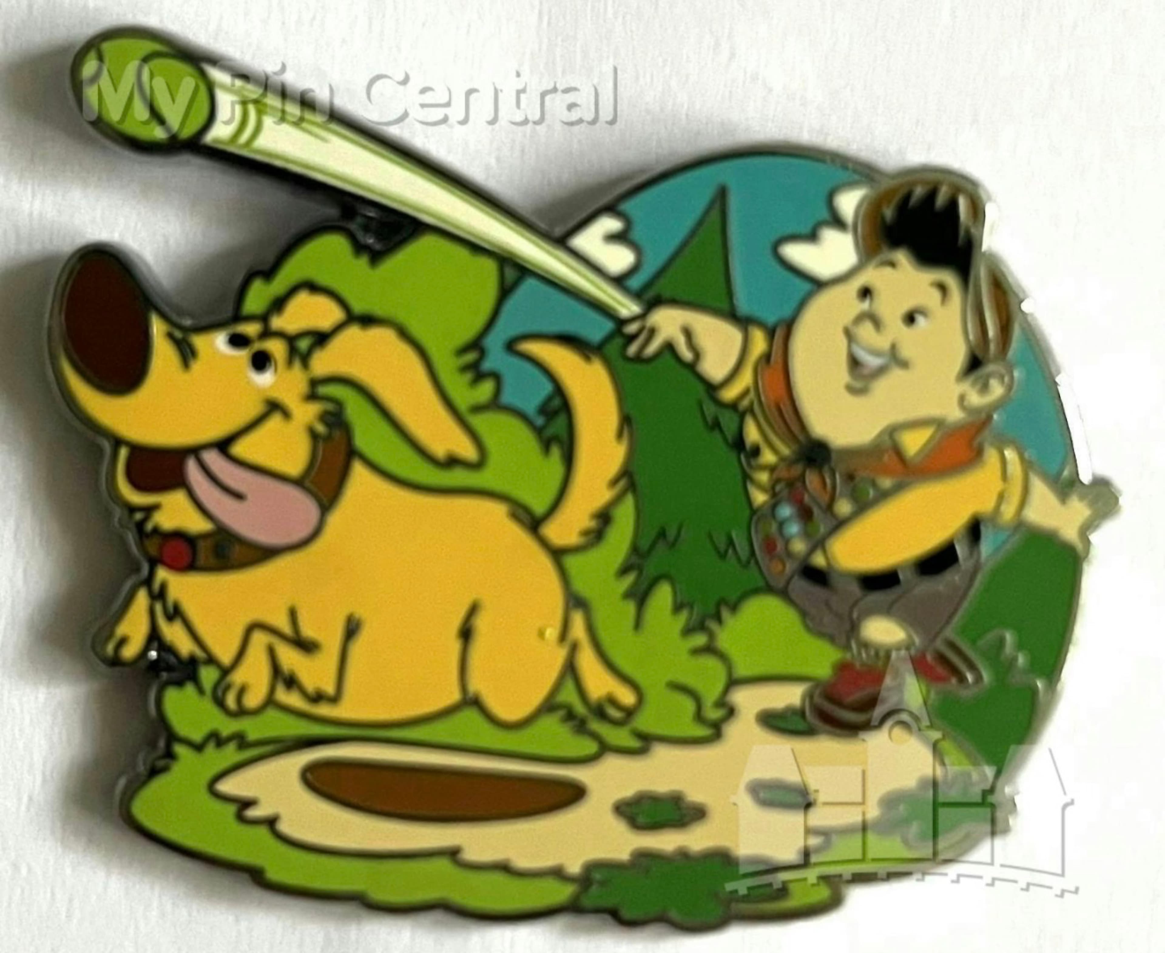 Russell and Dug Fetching Pin - Up front