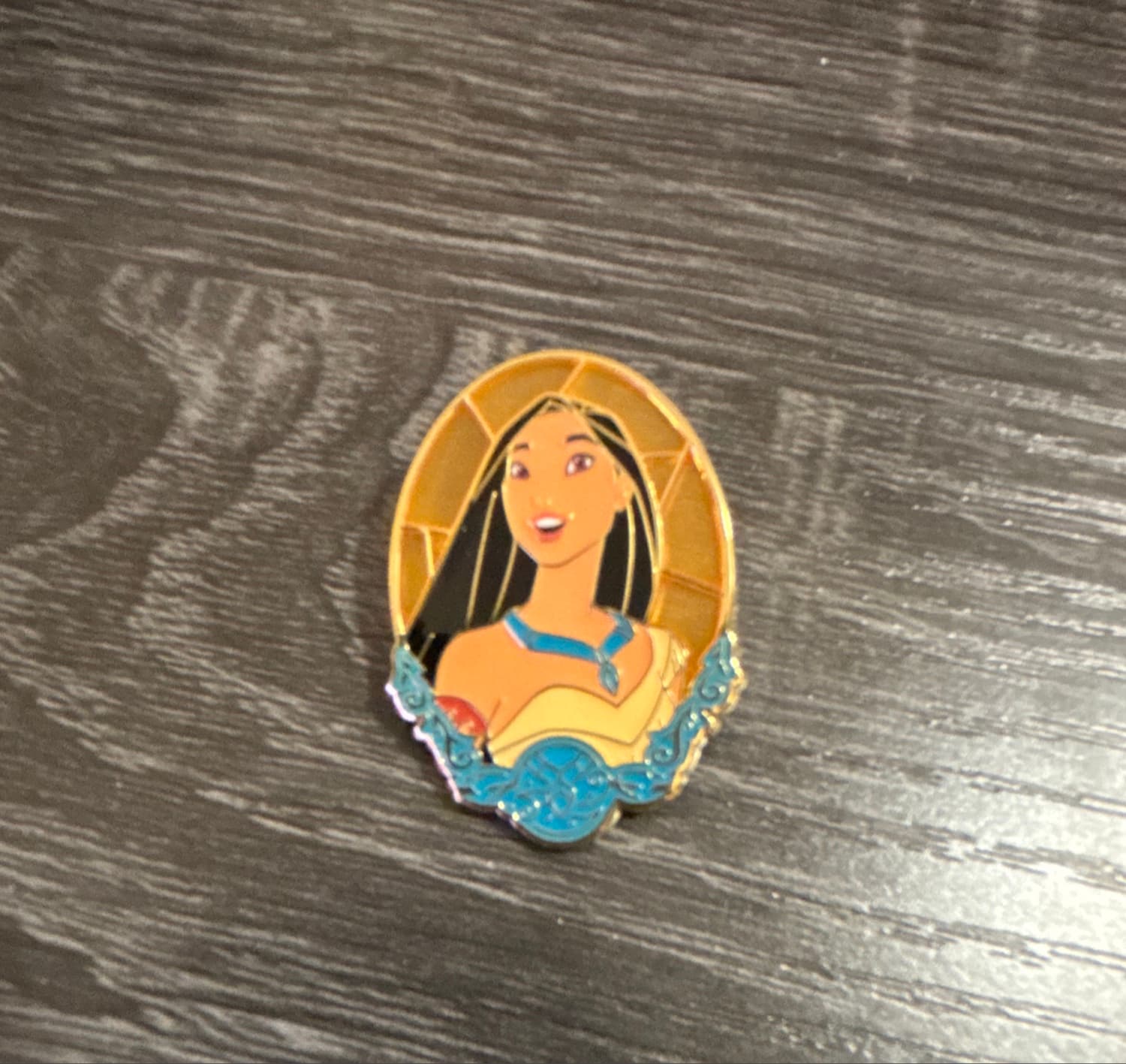 Pocahontas Stained Glass Portrait Pin front