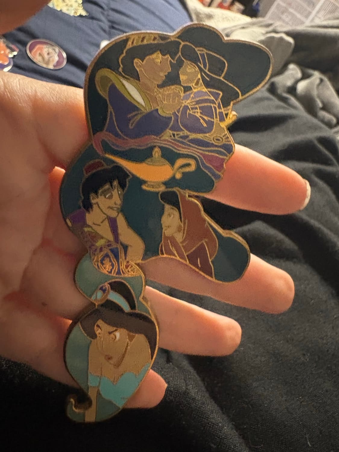 Jasmine silhouette fantasy pin. front