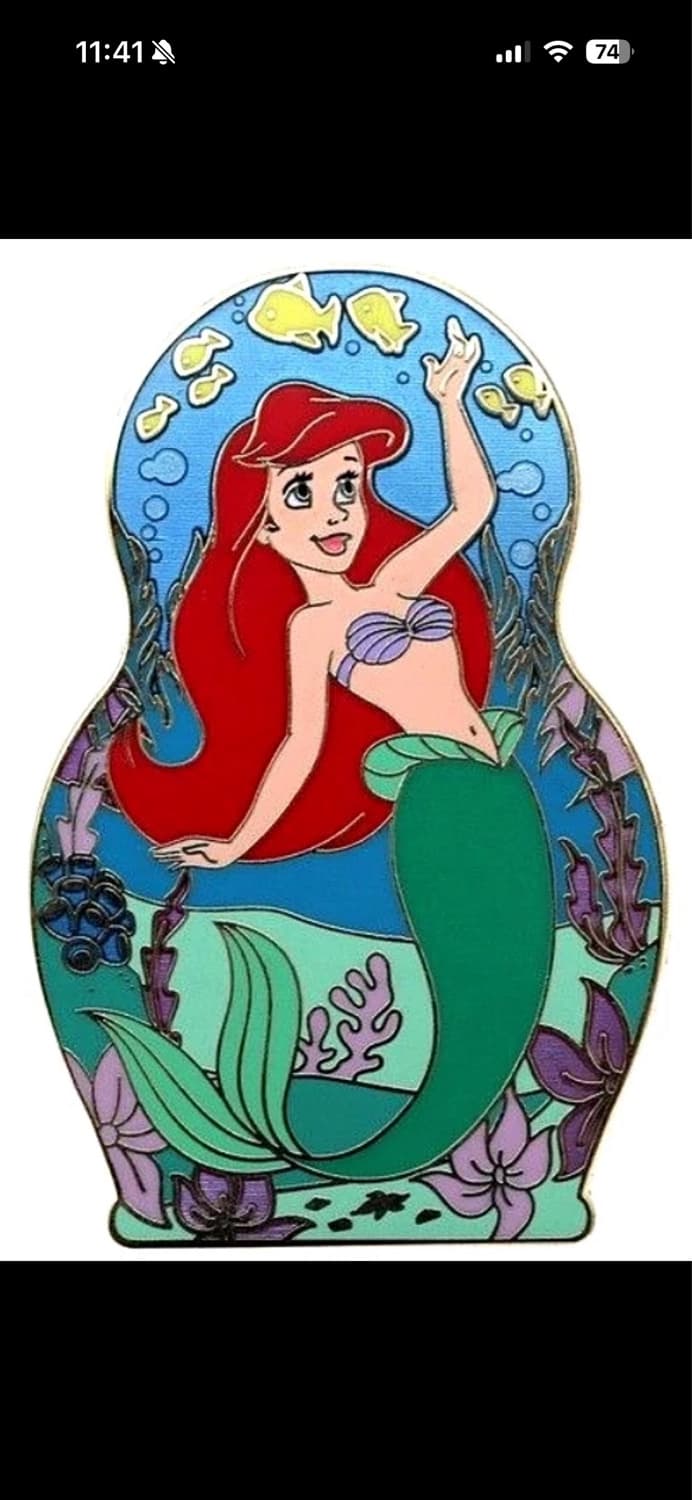 Ariel Little Mermaid Nesting Doll Pin front