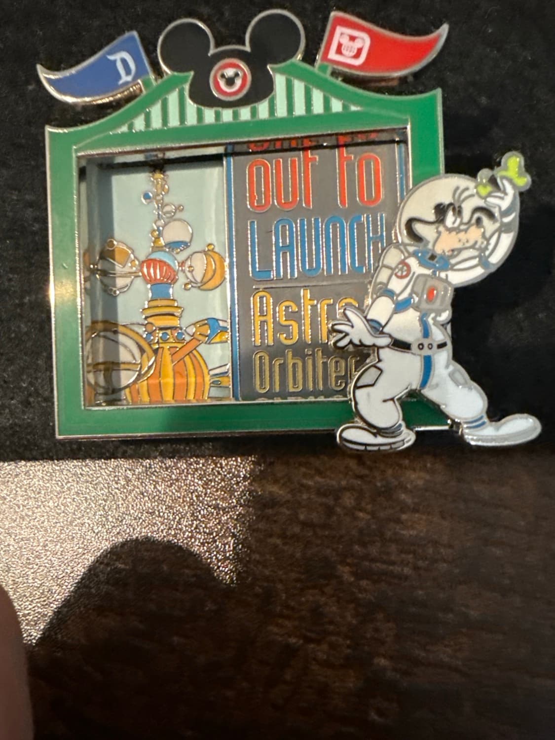 Goofy Bicoastal Adventures Astro Orbiter Slider Pin front