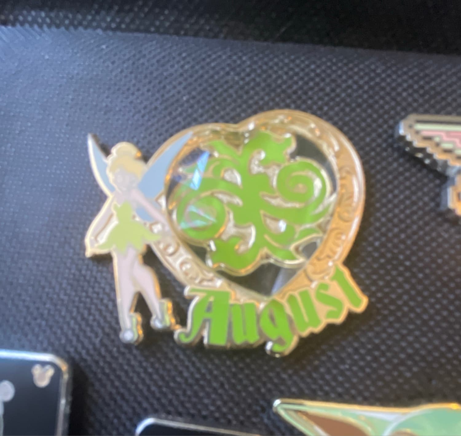 Tinker Bell August Birthstone Pin front